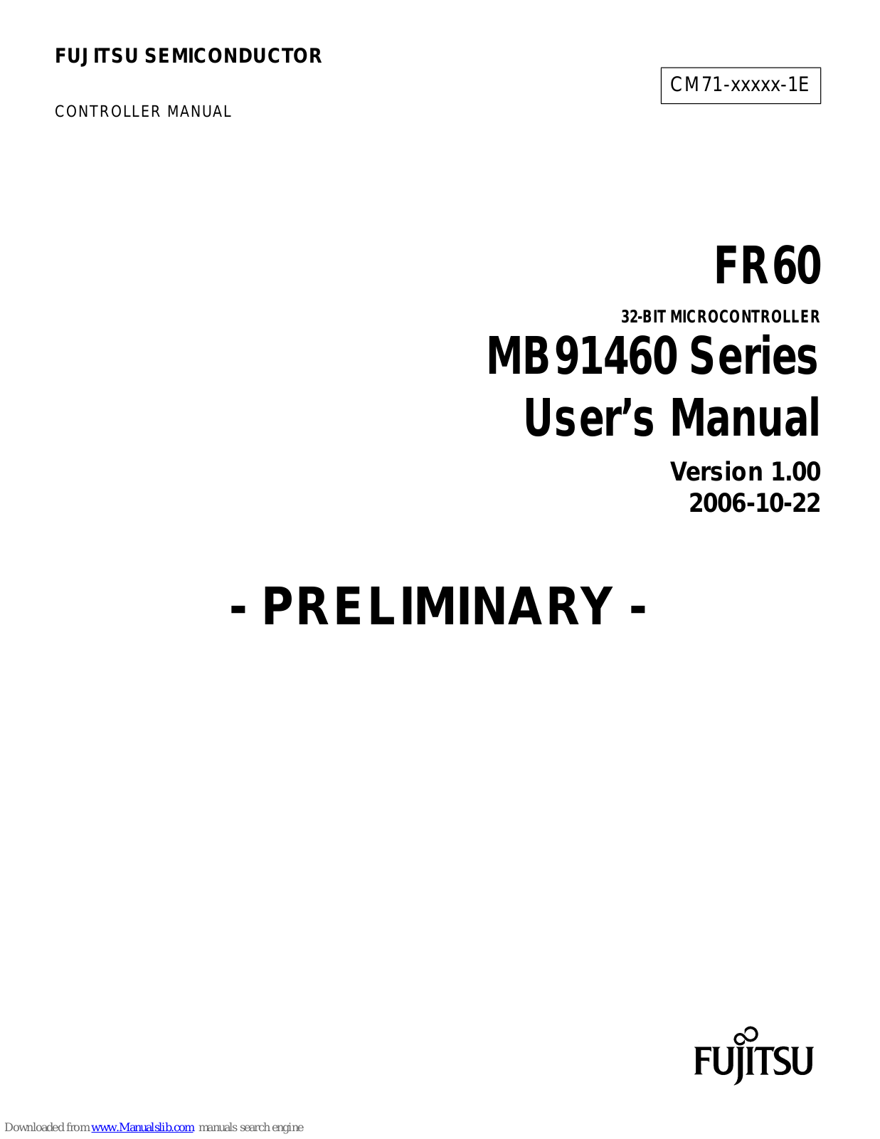 Fujitsu MB91460 SERIES FR60, FR60, MB91460 Series User Manual