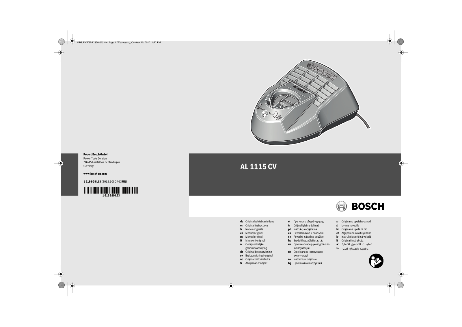 Bosch AL 1115 CV User manual