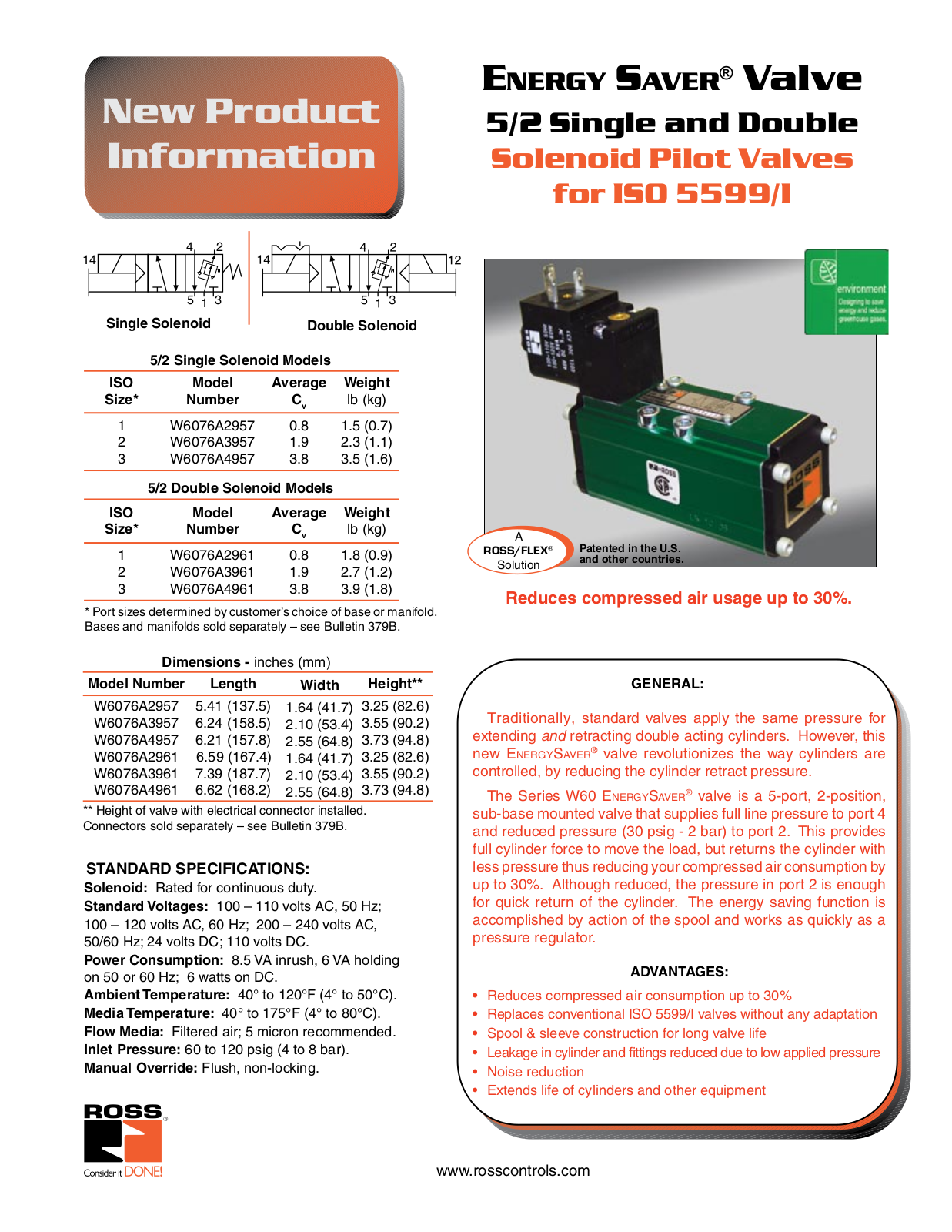 Ross Controls 5599-I ENERGYSAVER SERIES W60 User Manual