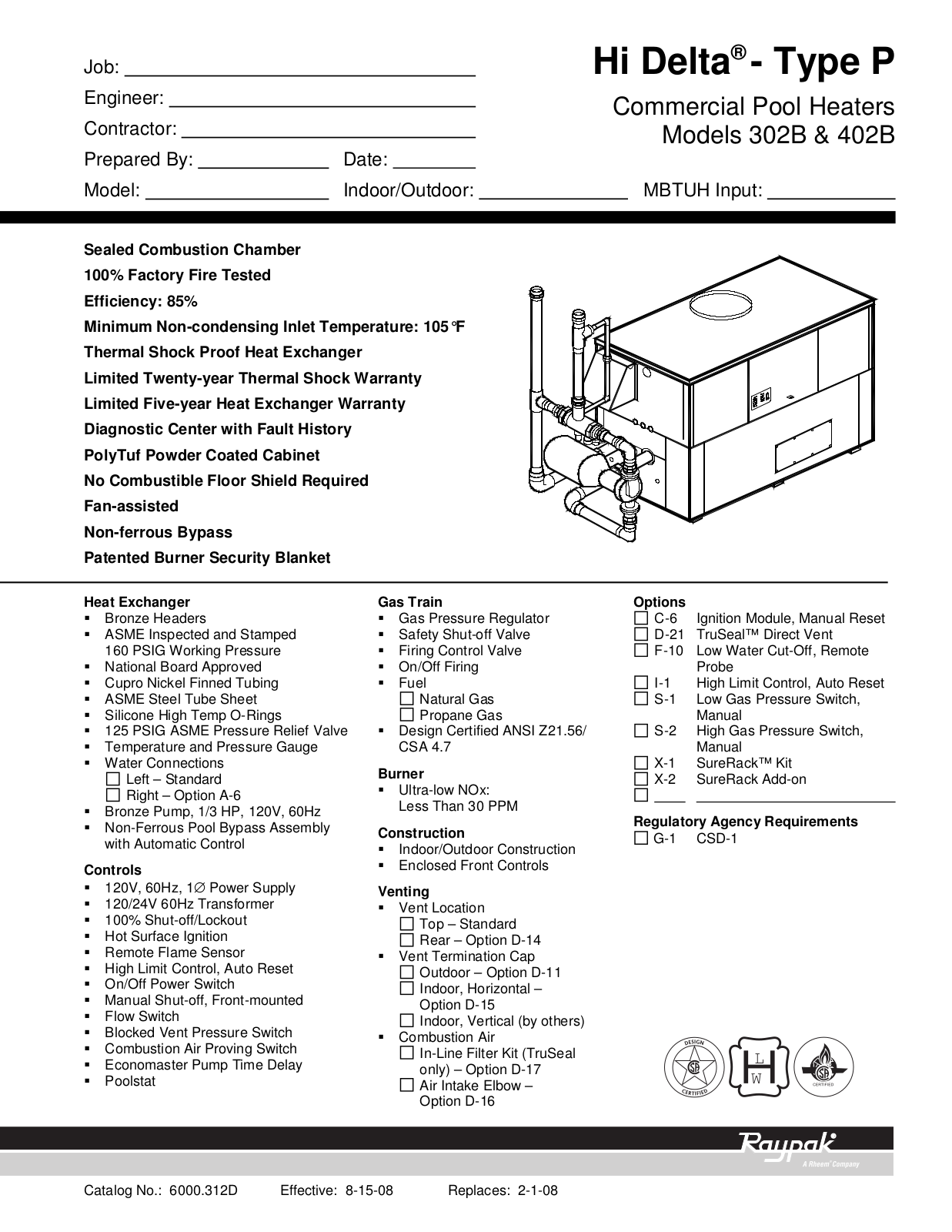 Raypak 402B, 302B User Manual