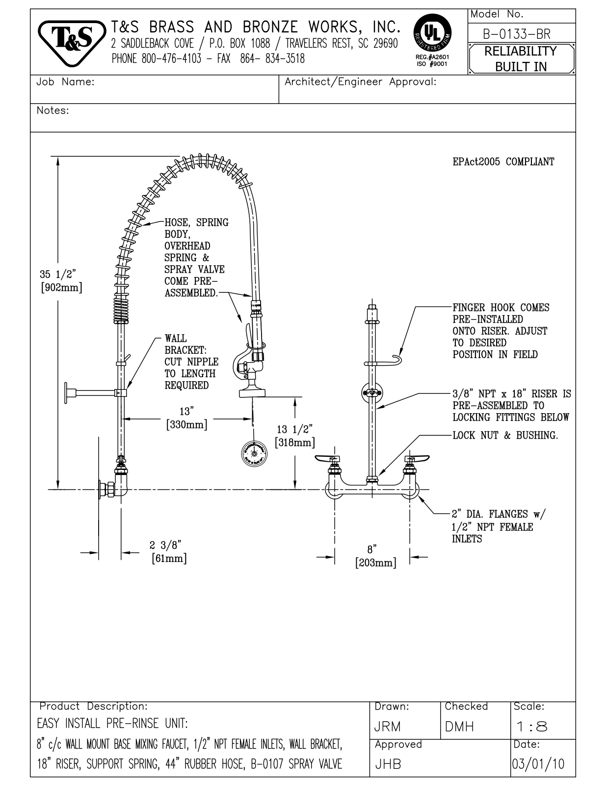 T & S Brass & Bronze Works B-0133-BR General Manual