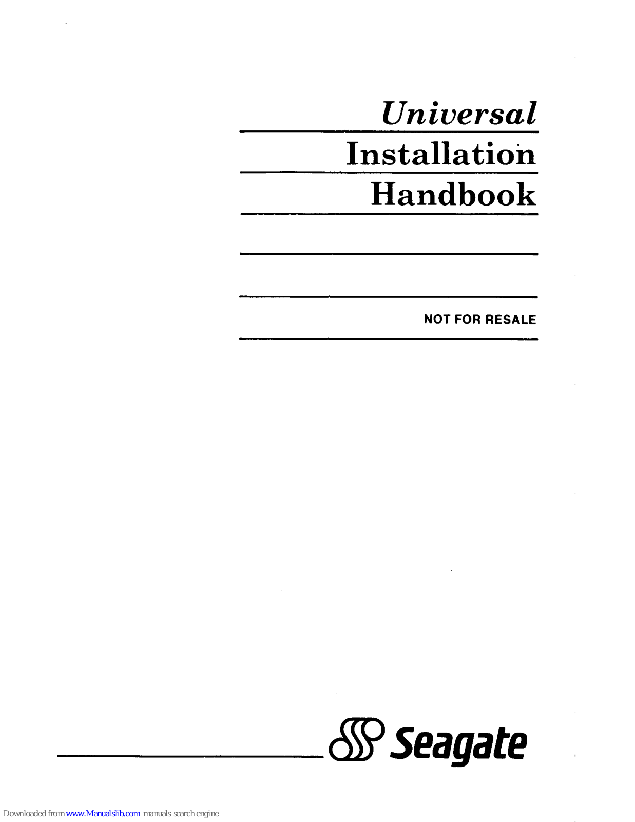 Seagate ST4038, ST4051, ST4053, ST4096, ST138R Installation Handbook