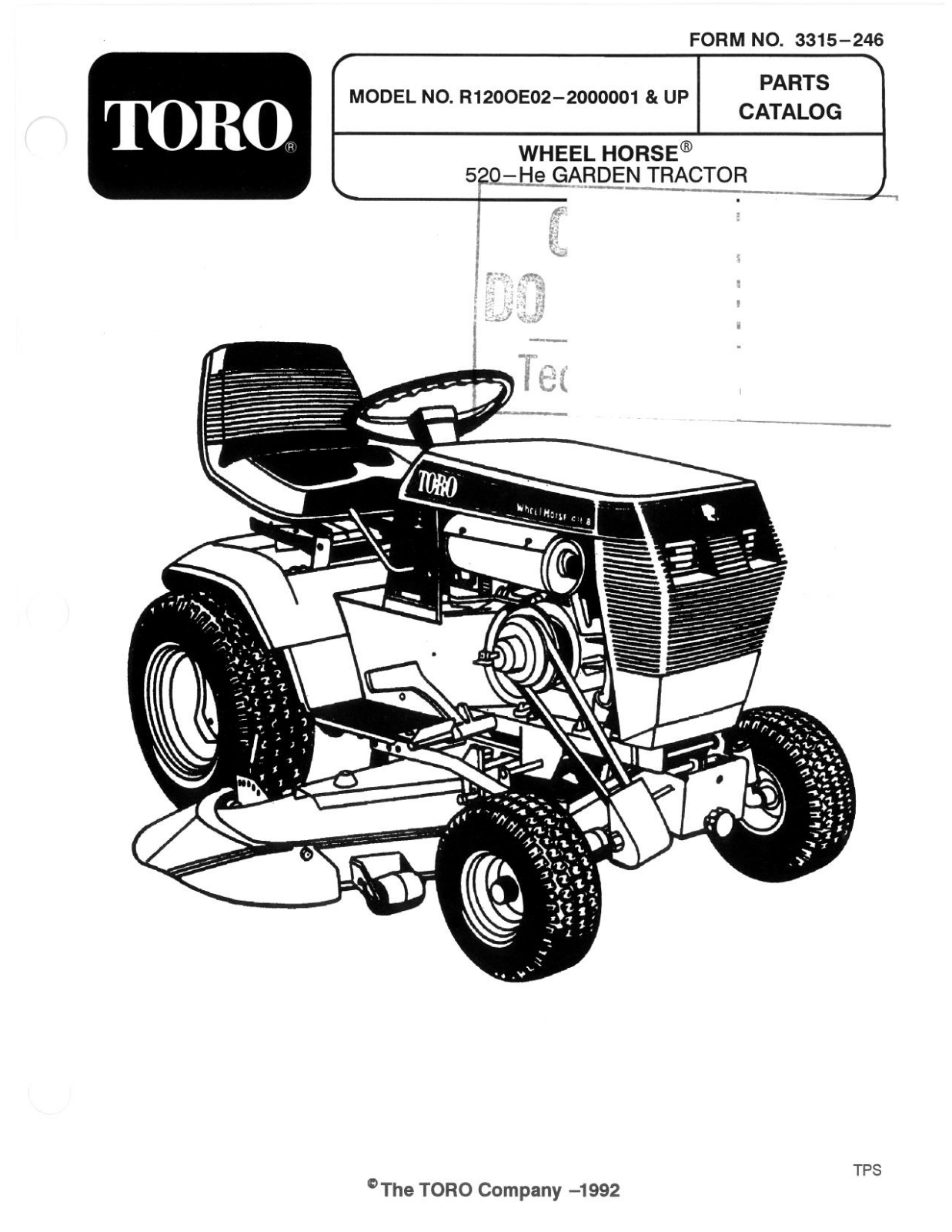 Toro R1-20OE02 Parts Catalogue