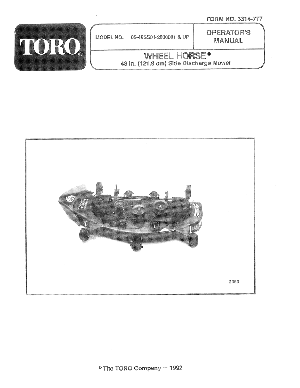 Toro 05-48SS01 Operator's Manual