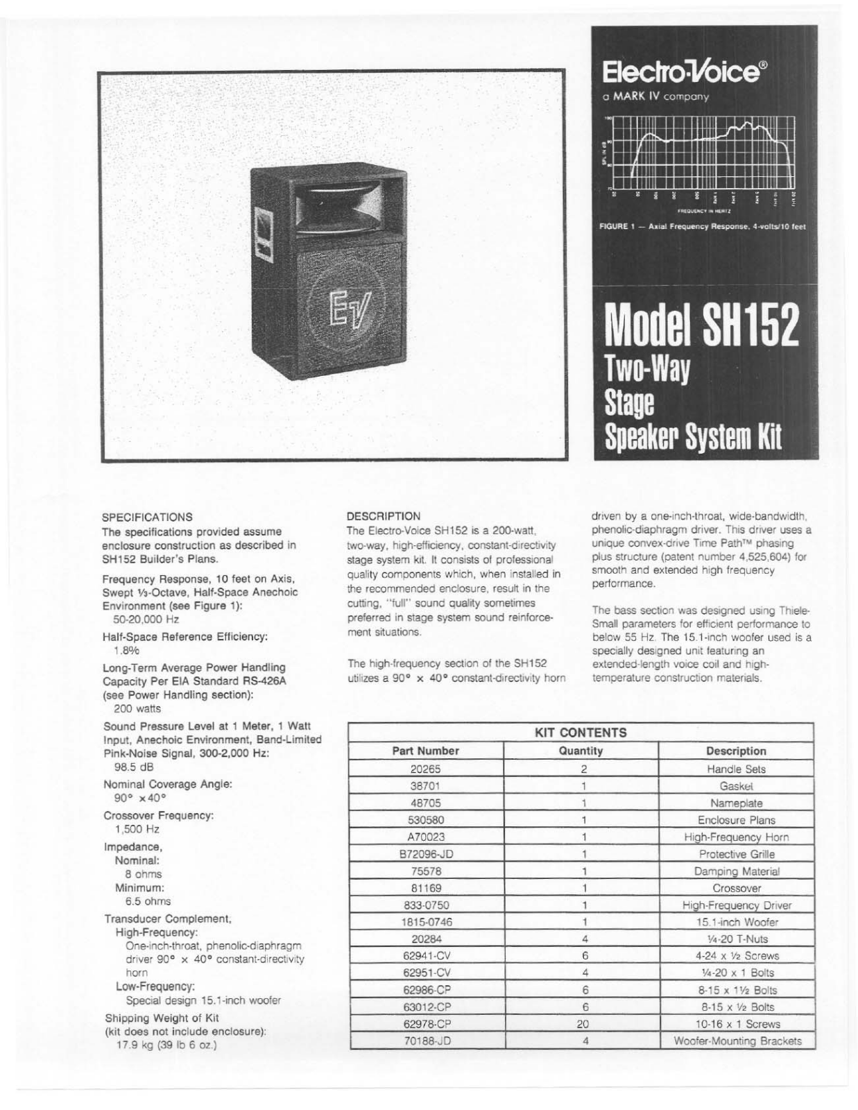 Electro-voice SH-152 DATASHEET