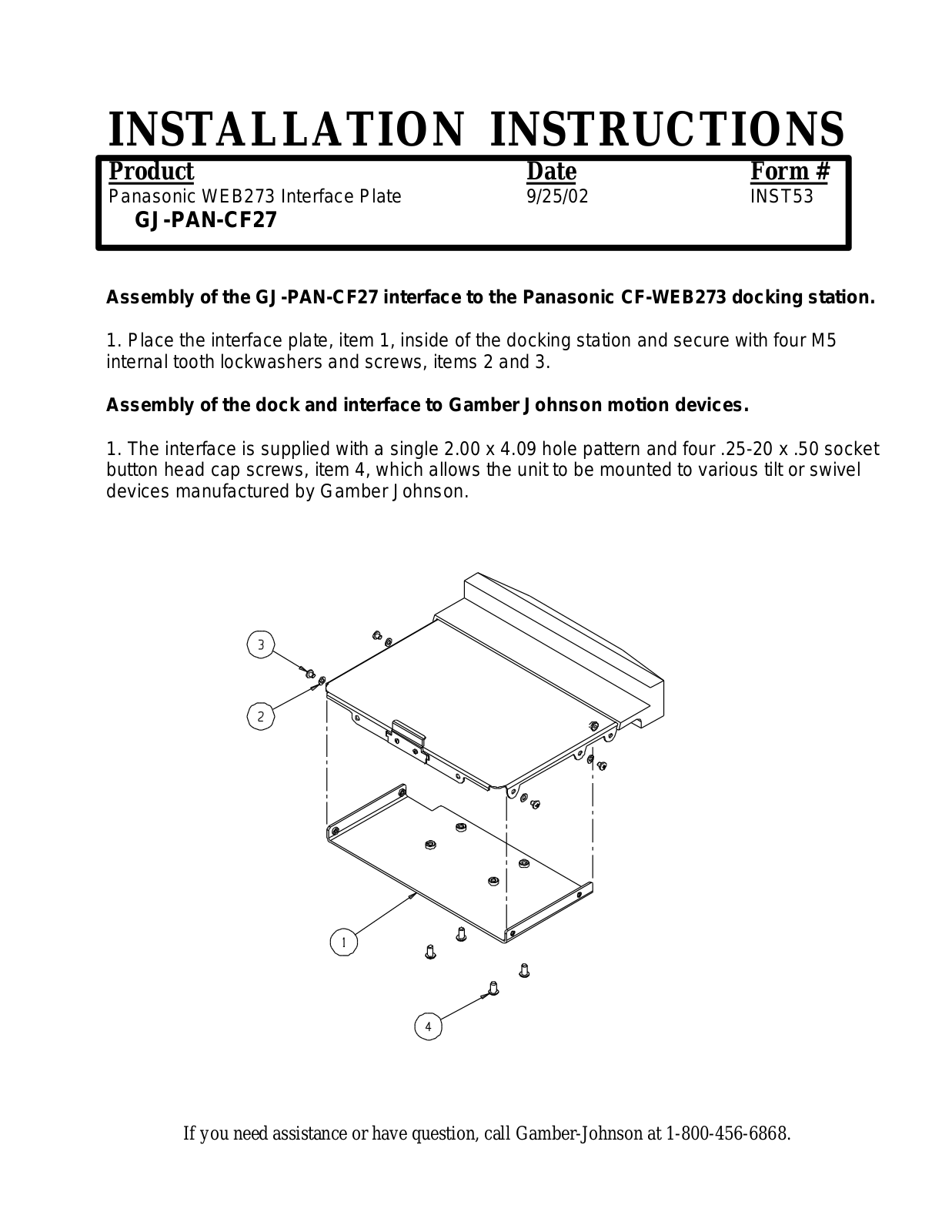 Gamber-Johnson GJ-PAN-CF27 User Manual