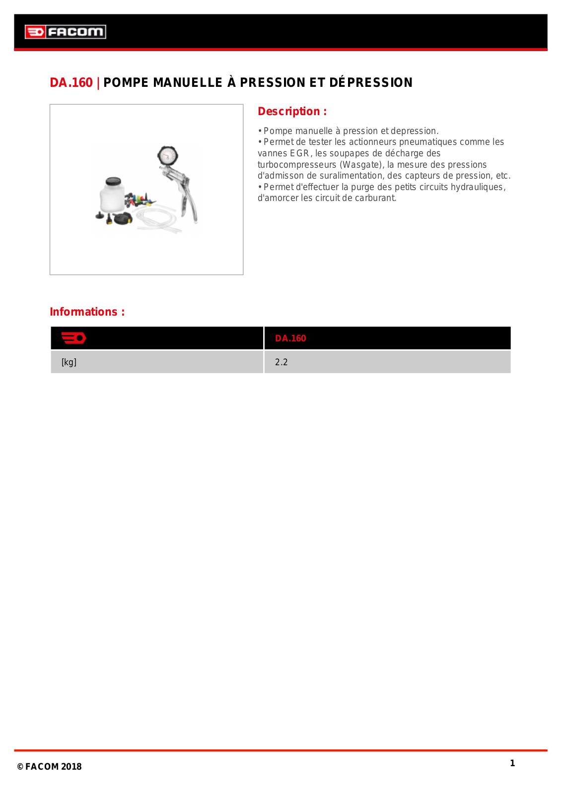 Facom DA.160PF Specification - ManualMachine.com