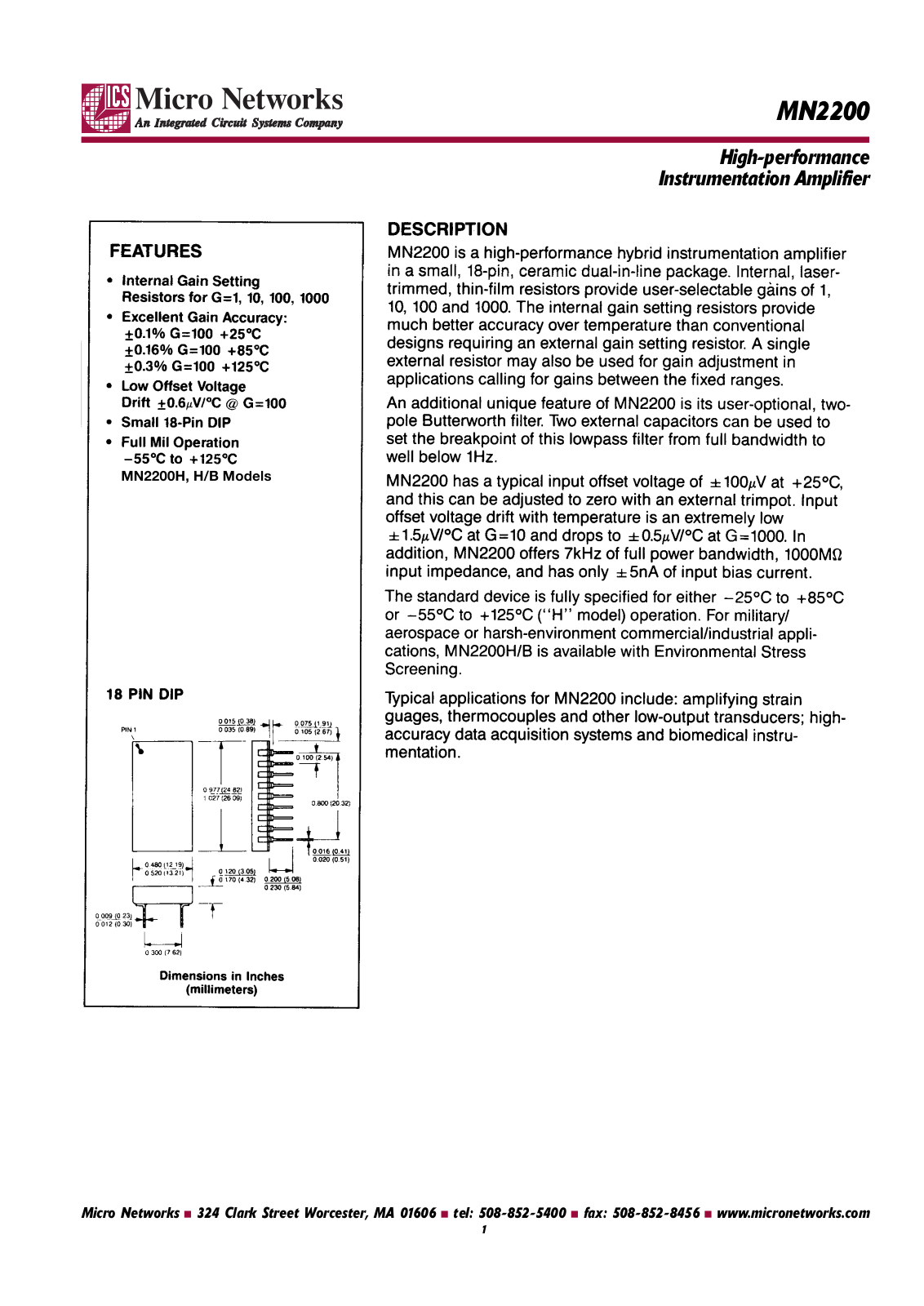 Micronetworks MN2200H, MN2200H-B, MN2200 Datasheet