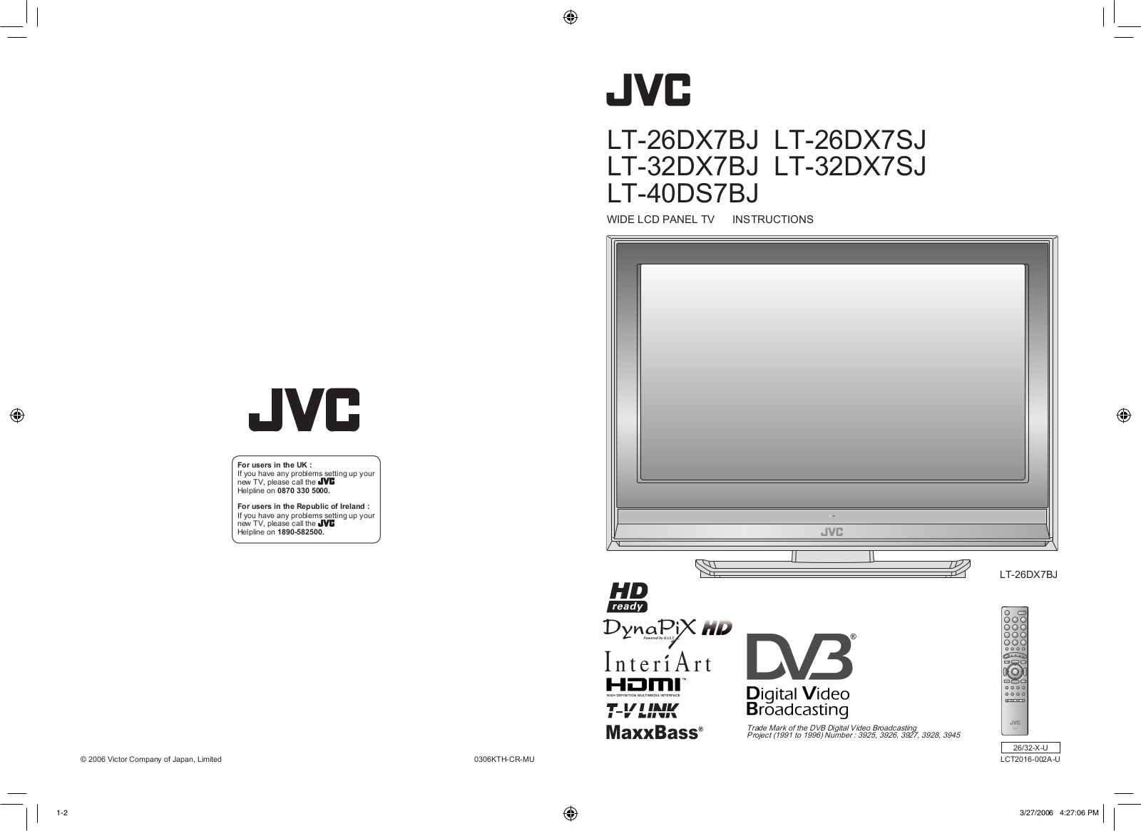 JVC LT-26DX7BJ, LT-26DX7SJ, LT-32DX7BJ, LT-32DX7SJ User Manual