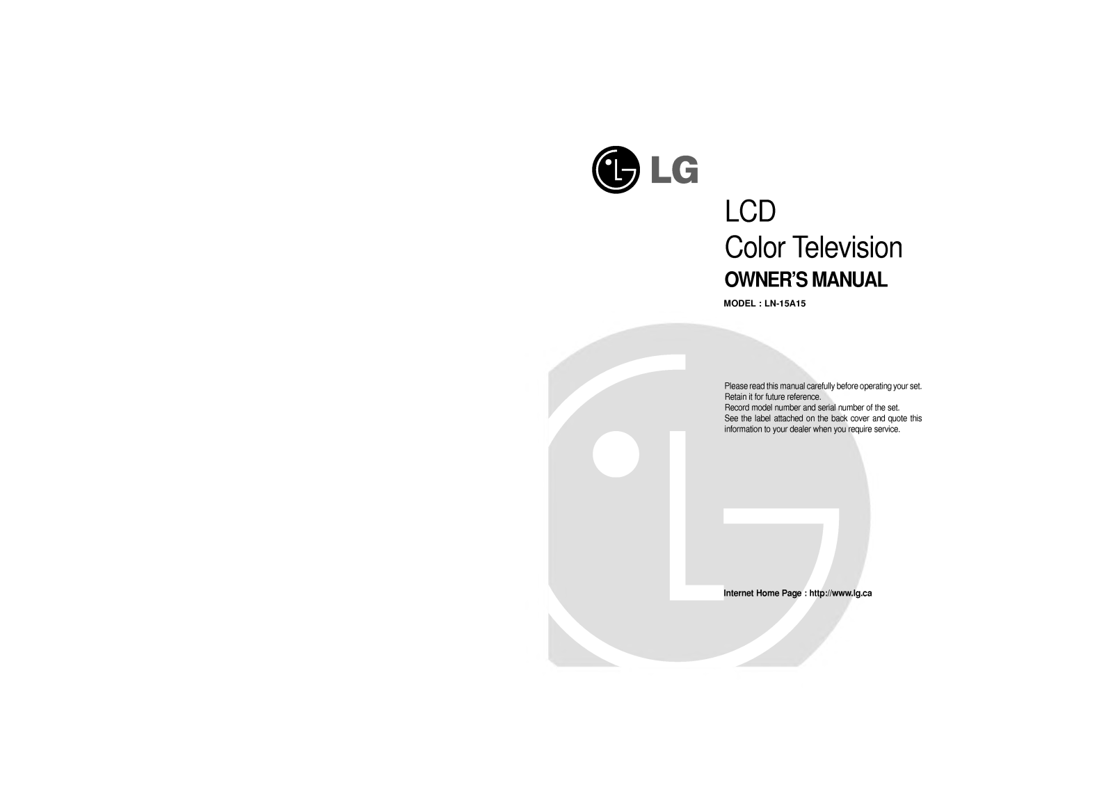 LG LN-15A15 User Manual