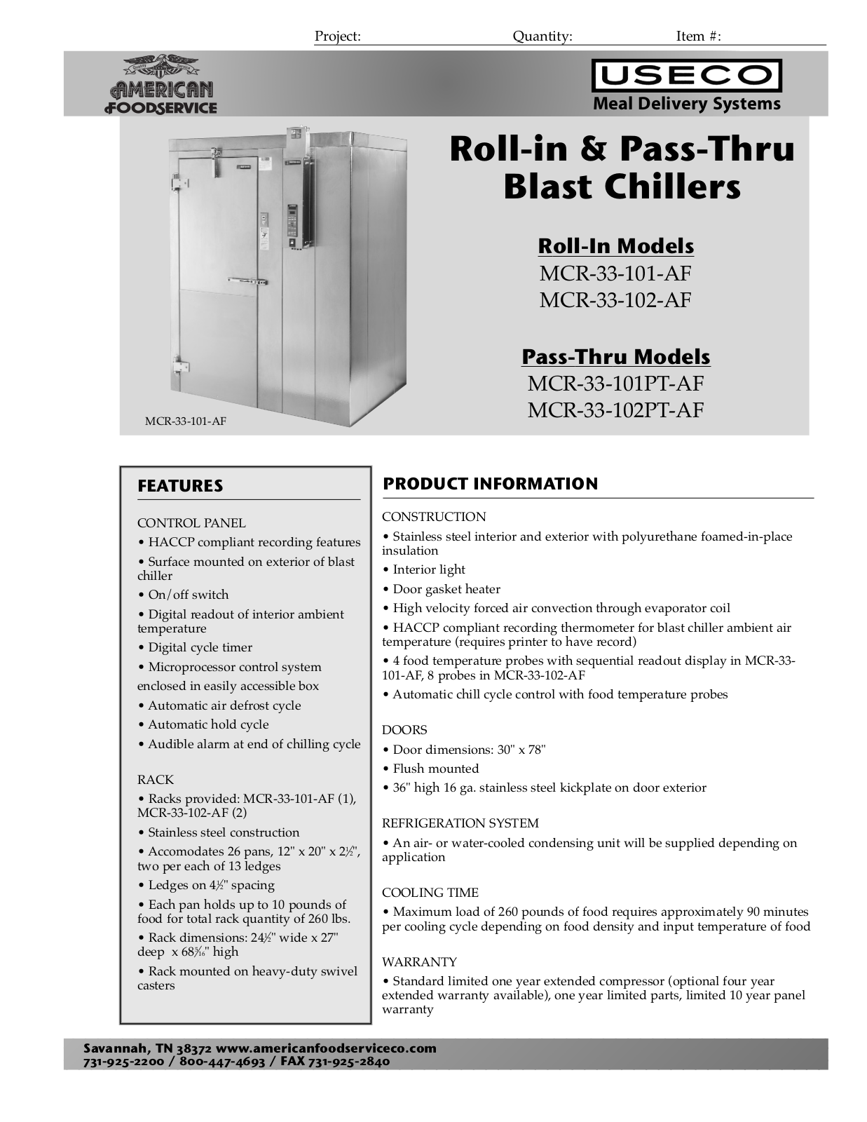 Epco MCR-33-101-AF, MCR-33-102-AF, MCR-33-101PT-AF, MCR-33-102PT-AF Specifications