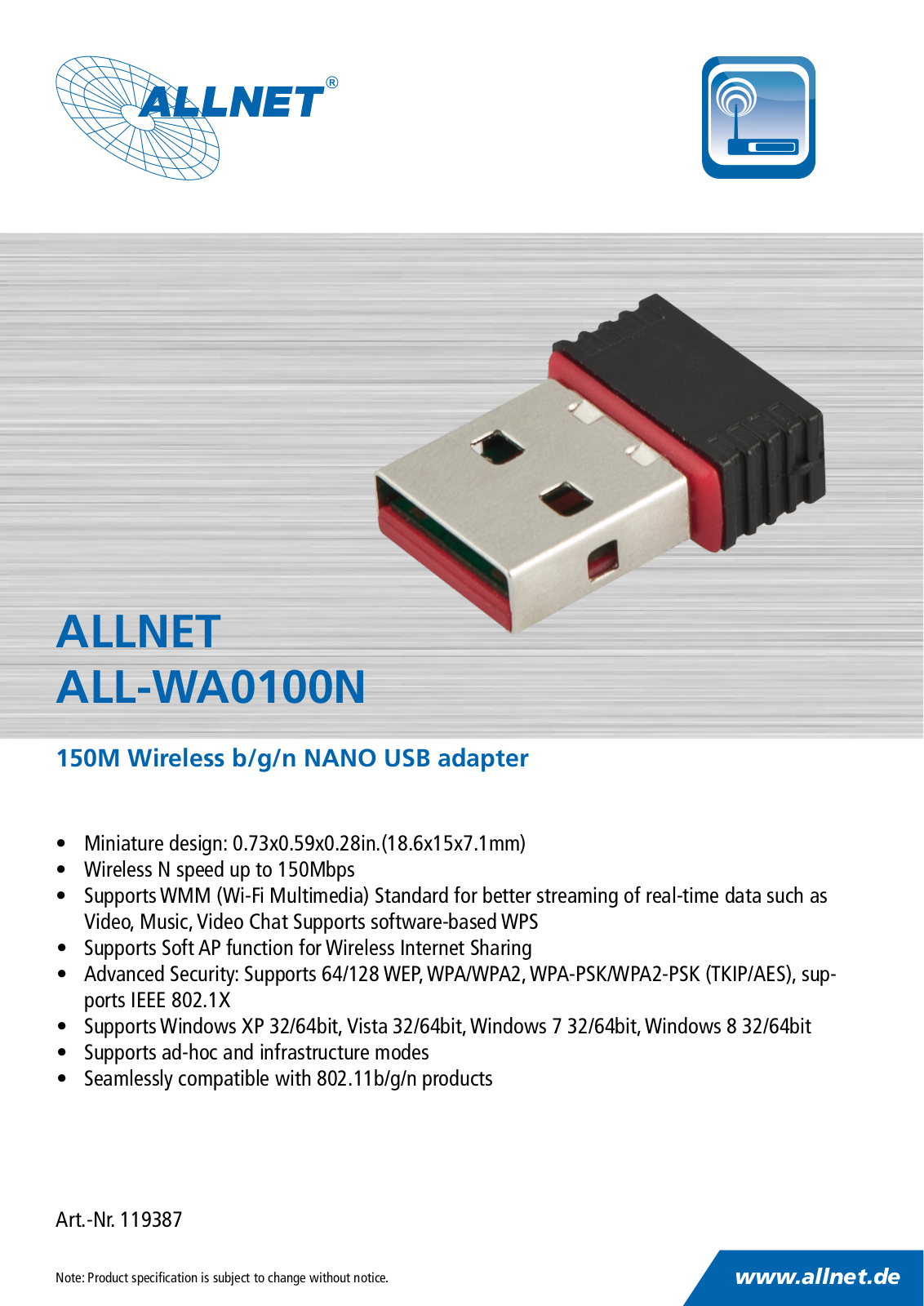 Allnet ALL-WA0100N User Manual