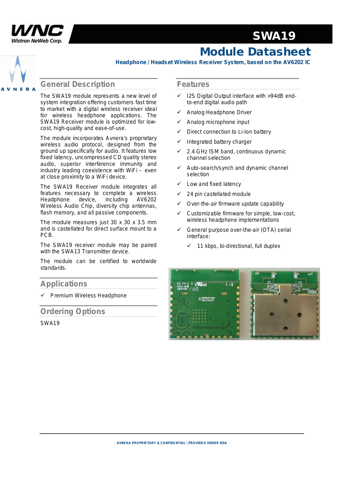 Wistron NeWeb SWA19 User Manual