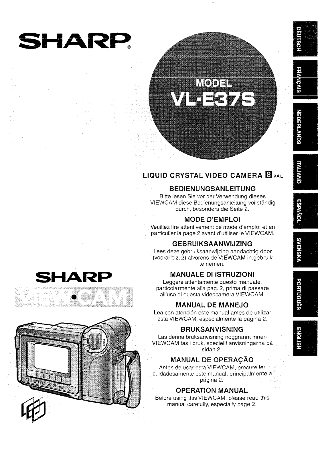 Sharp VL-E37S Operation Manual