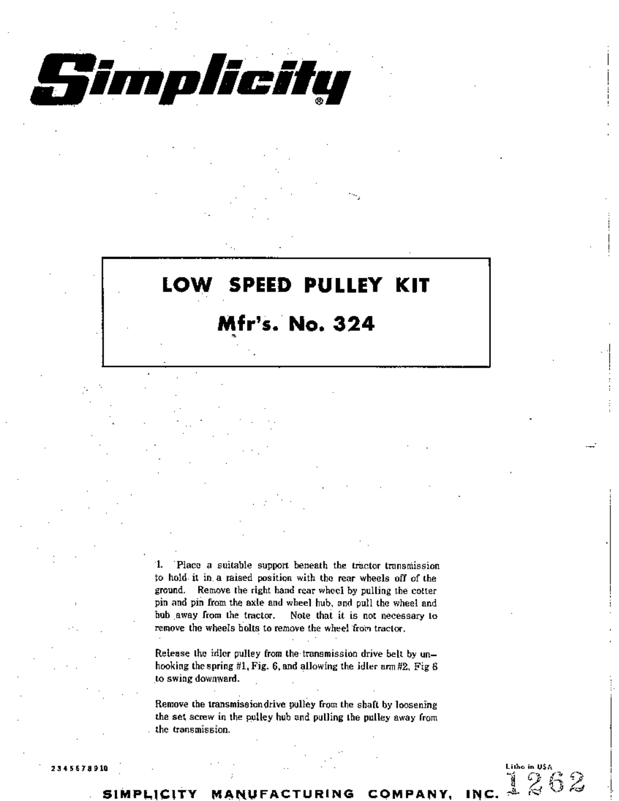 Simplicity 324 User Manual