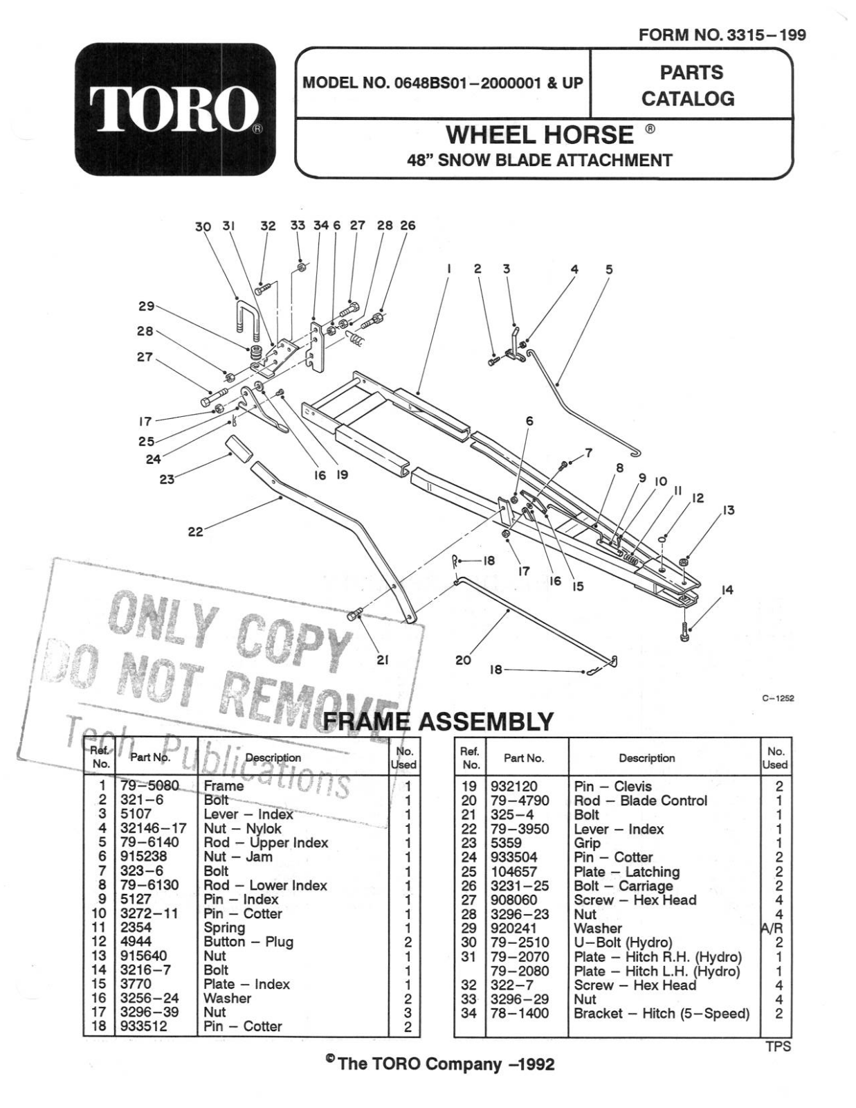 Toro 06-48BS01 Parts Catalogue