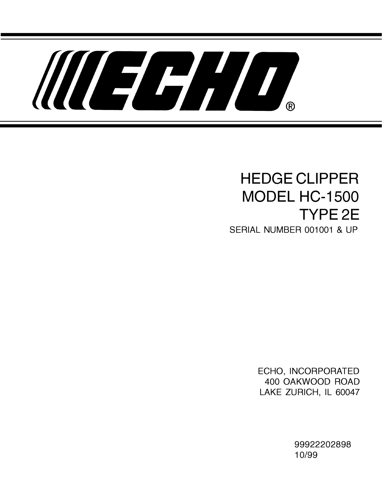 Echo HC-1500 TYPE 2E User Manual