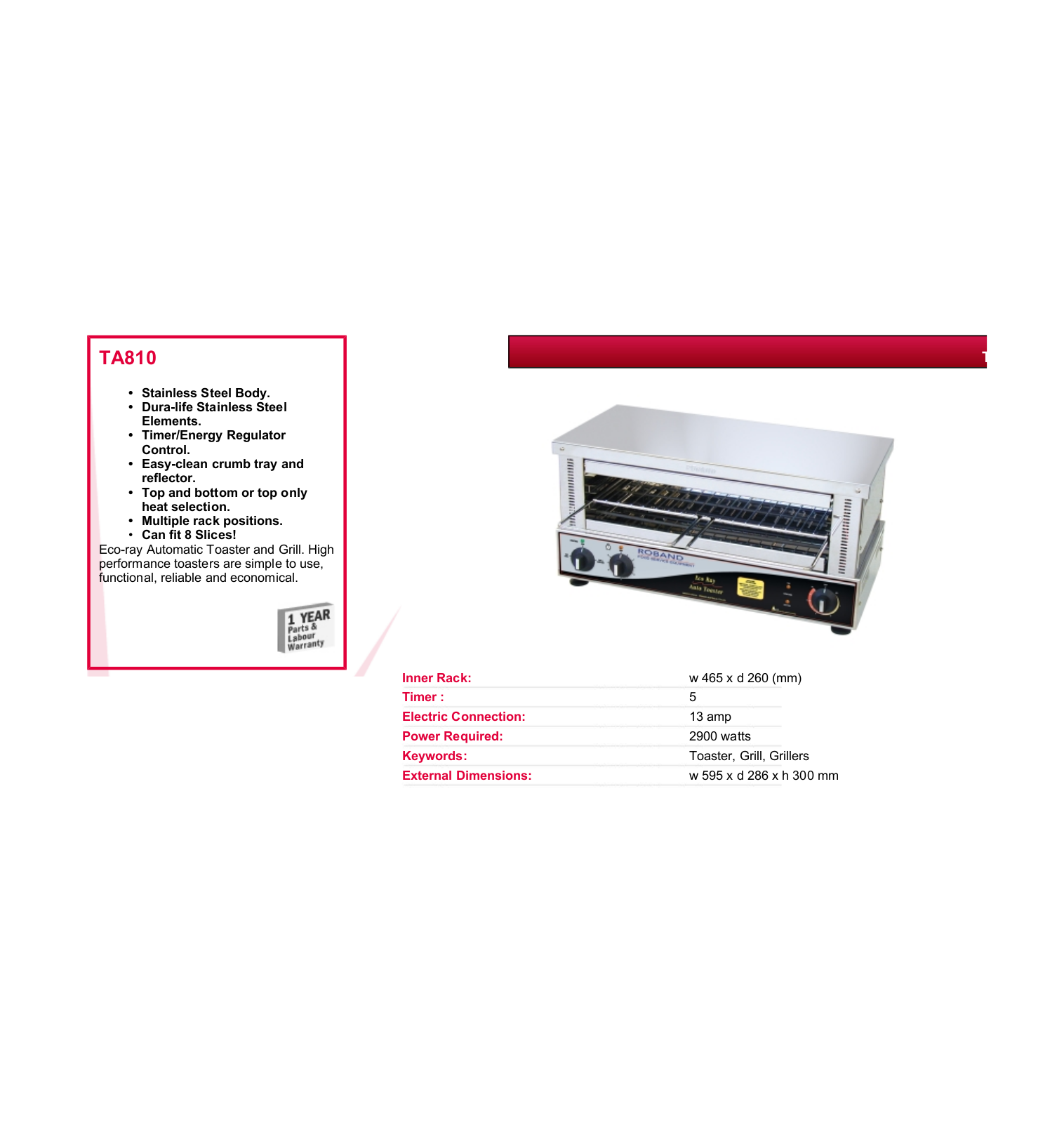 Valera TA810 DATASHEET