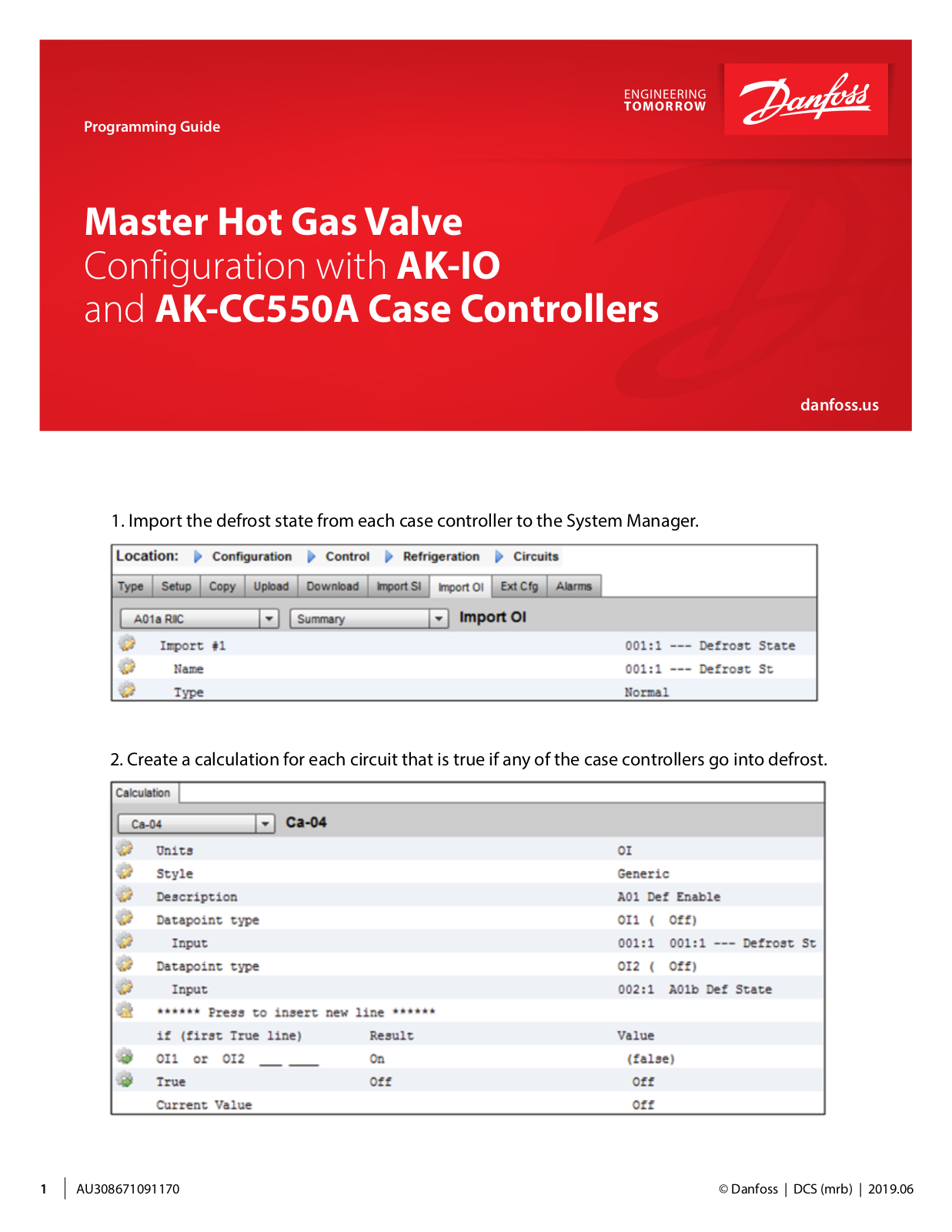 Danfoss Master Hot Gas Valve Programming guide