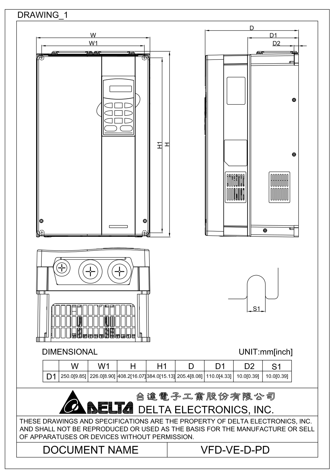 Delta Products VFD-VE-D-PD Dimensional Sheet