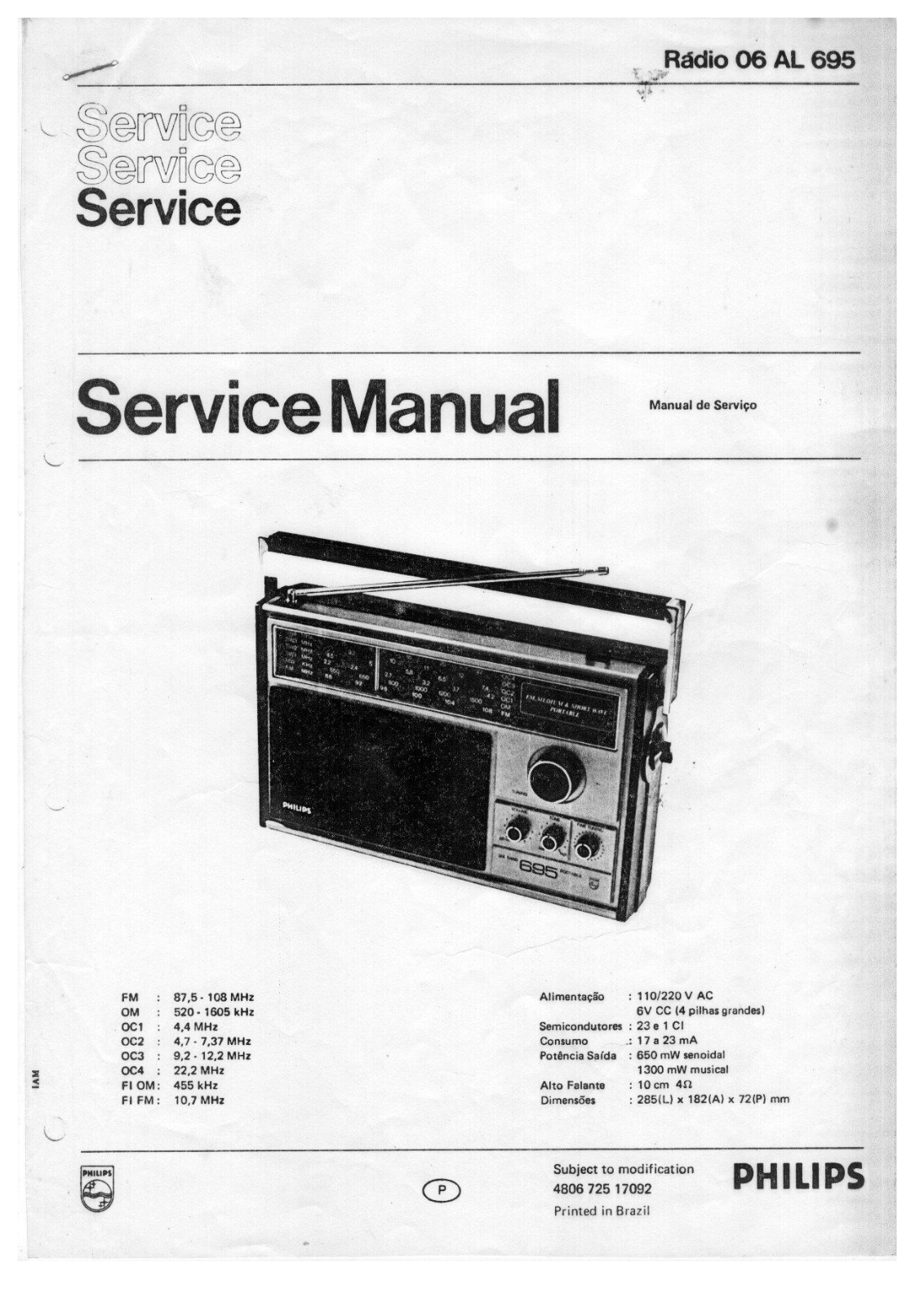 Philips AL695, AL605 Schematic