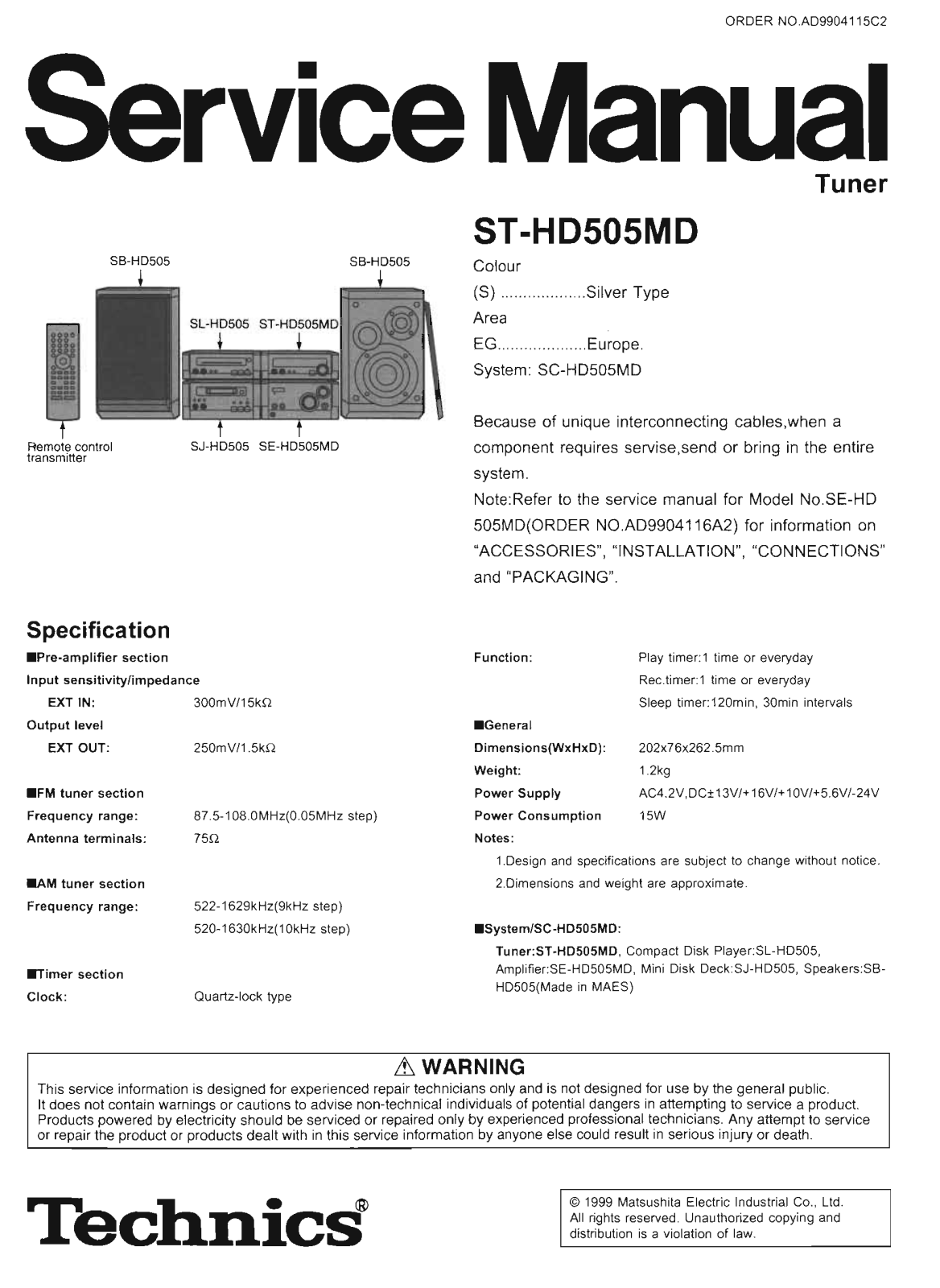Technics ST-HD-505-HD Service Manual