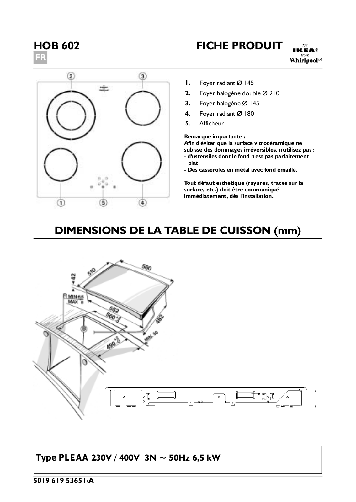 Whirlpool FL 5103 PROGRAM CHART