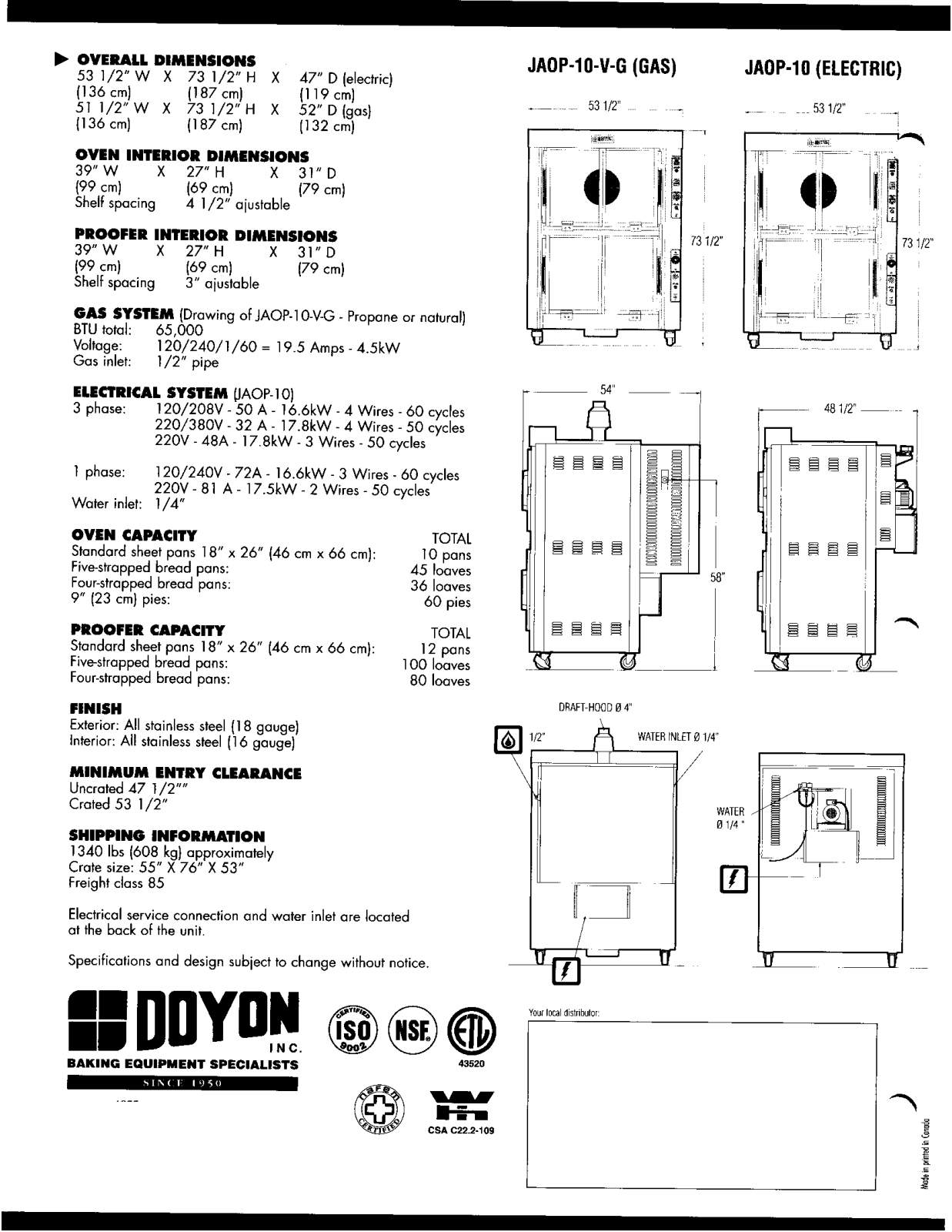 Doyon JAOP-10 User Manual