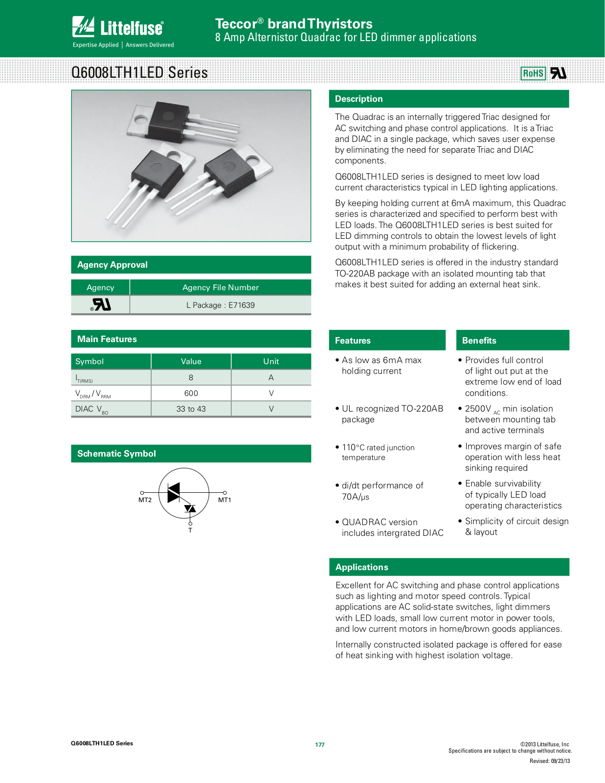 Littelfuse Q6008LTH1LED User Manual