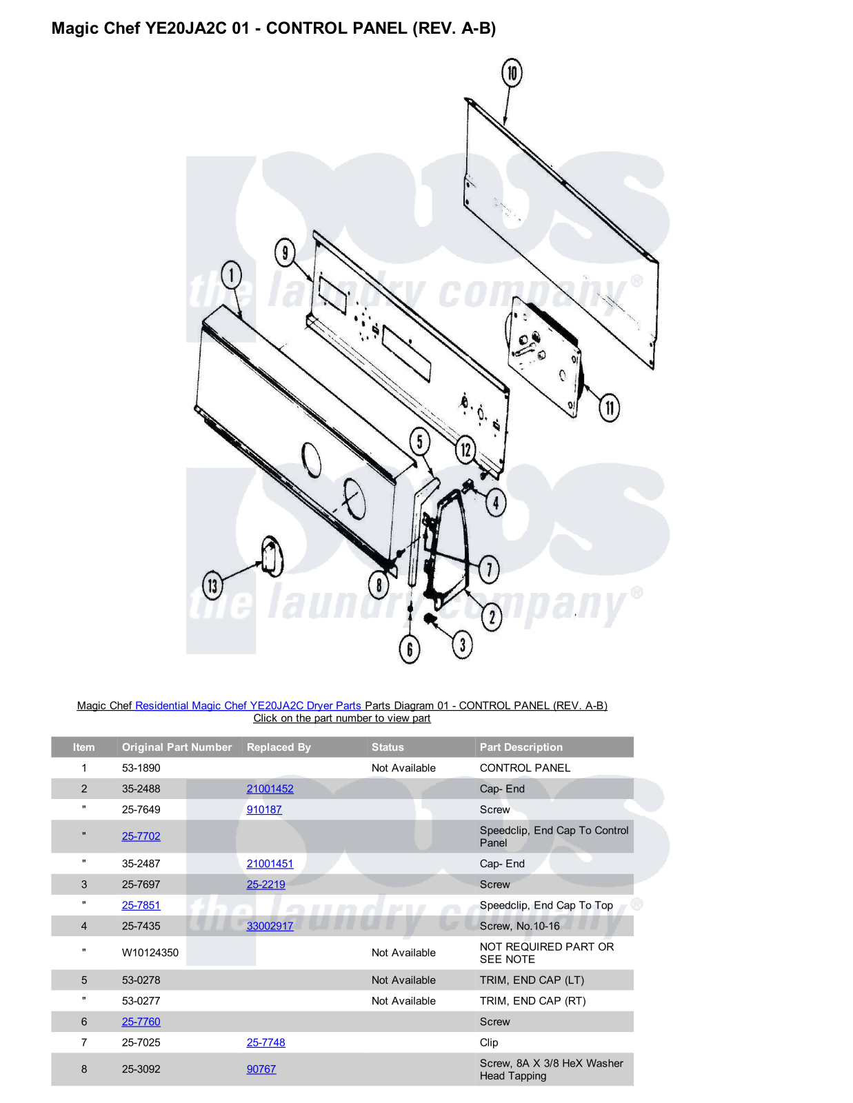 Magic Chef YE20JA2C Parts Diagram