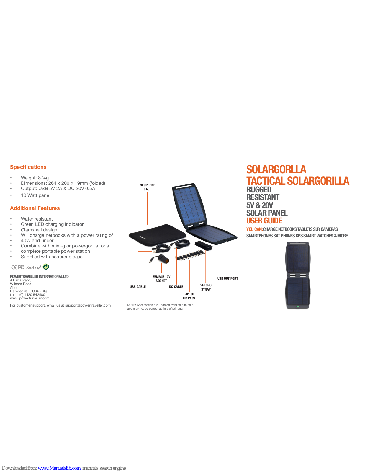 PowerTraveller Solargorilla, TACTICAL Solargorilla User Manual