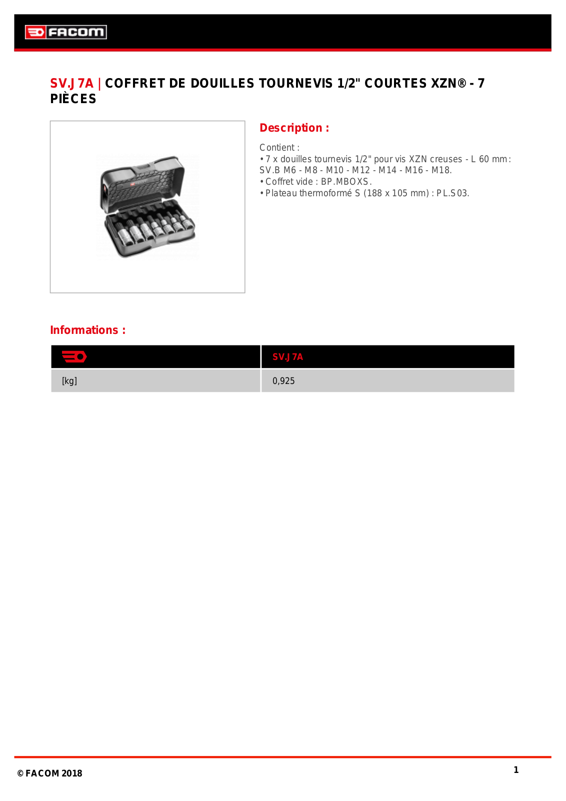 Facom SV.J7APB Specification - ManualMachine.com