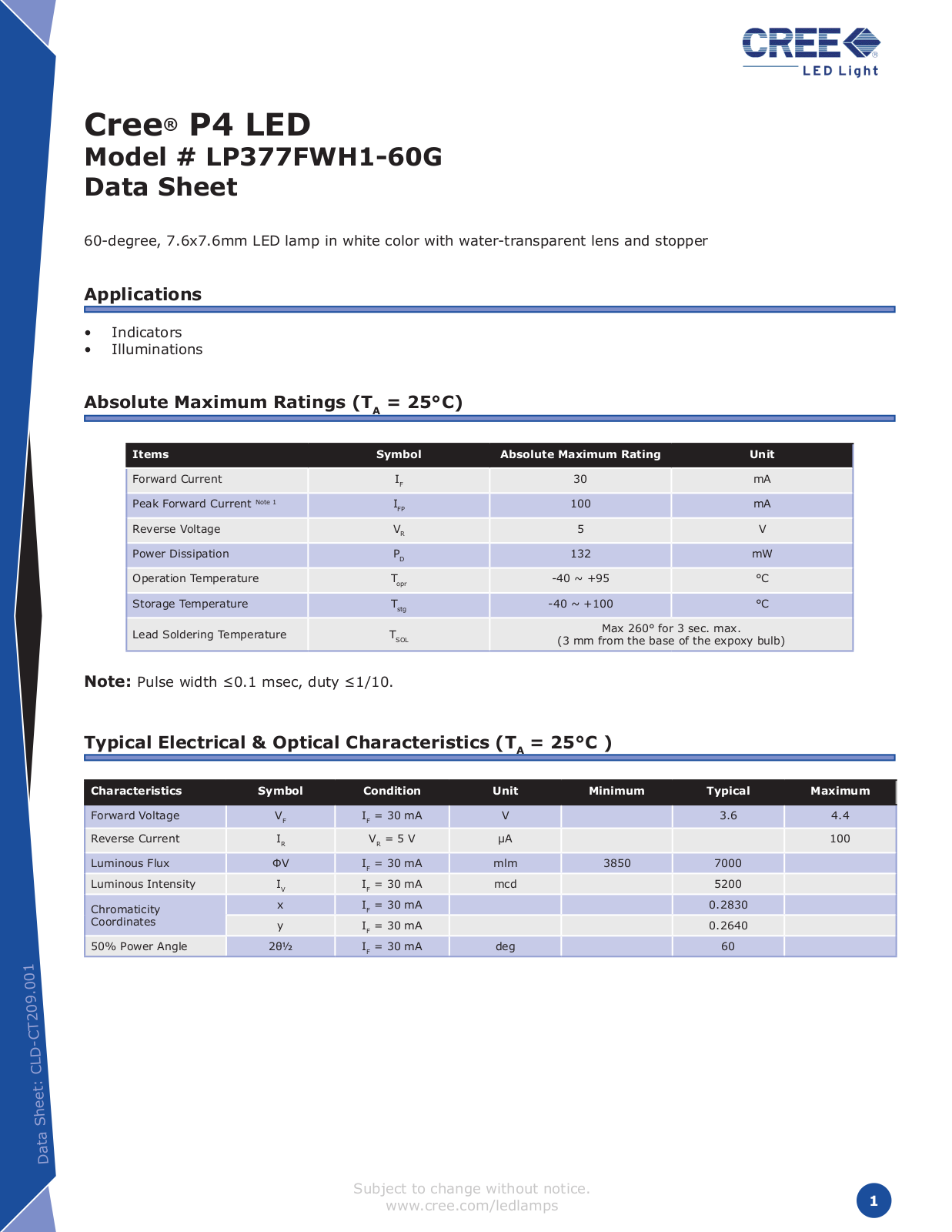 Cree LP377FWH1-60G Service Manual