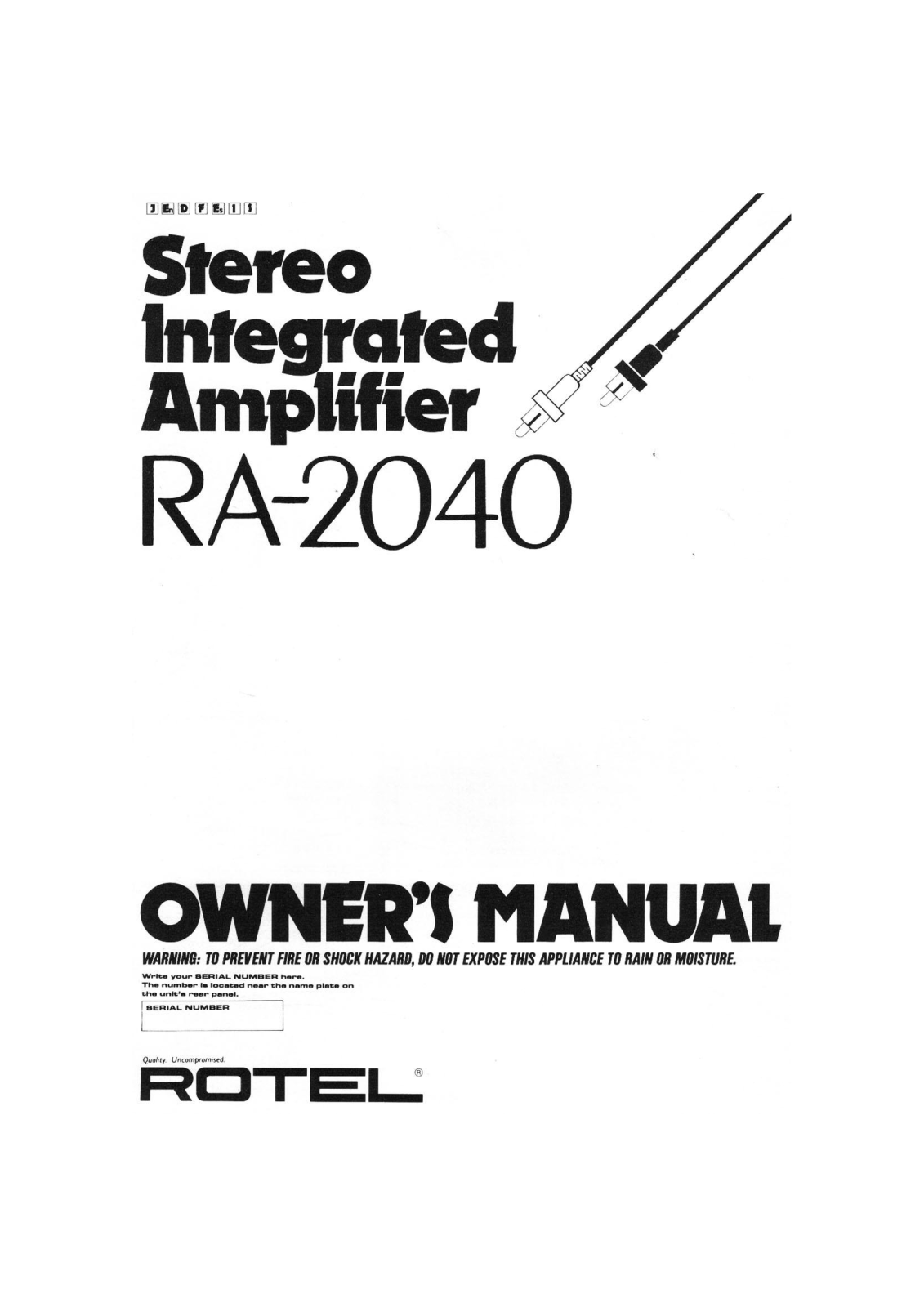 Rotel RA-2040 Owners Manual