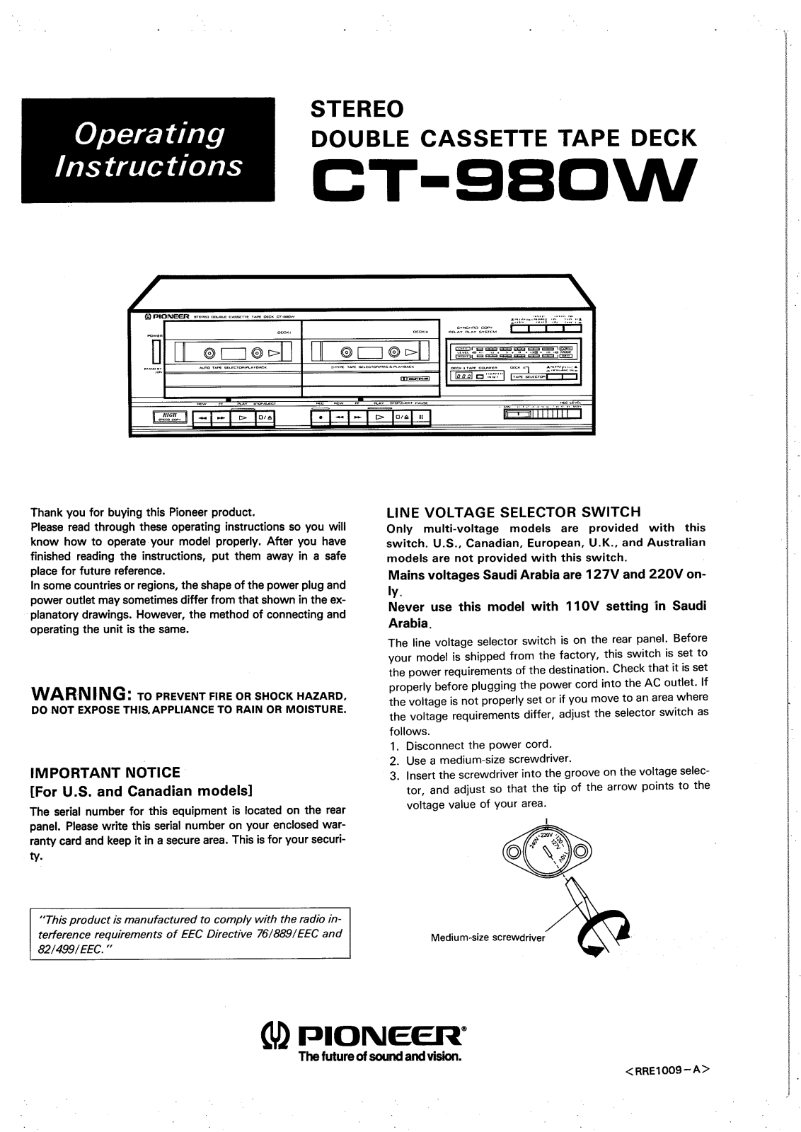 Pioneer CT-980-W Owners manual
