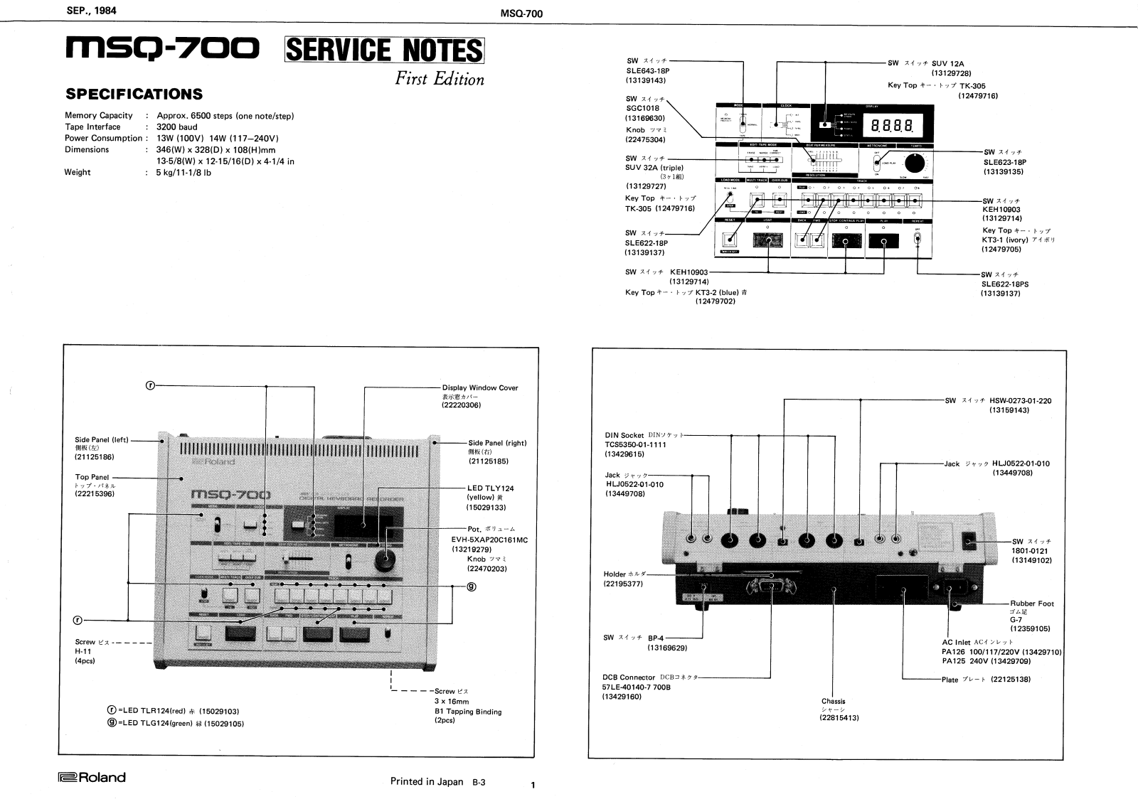 Roland MSQ-700 Schematic