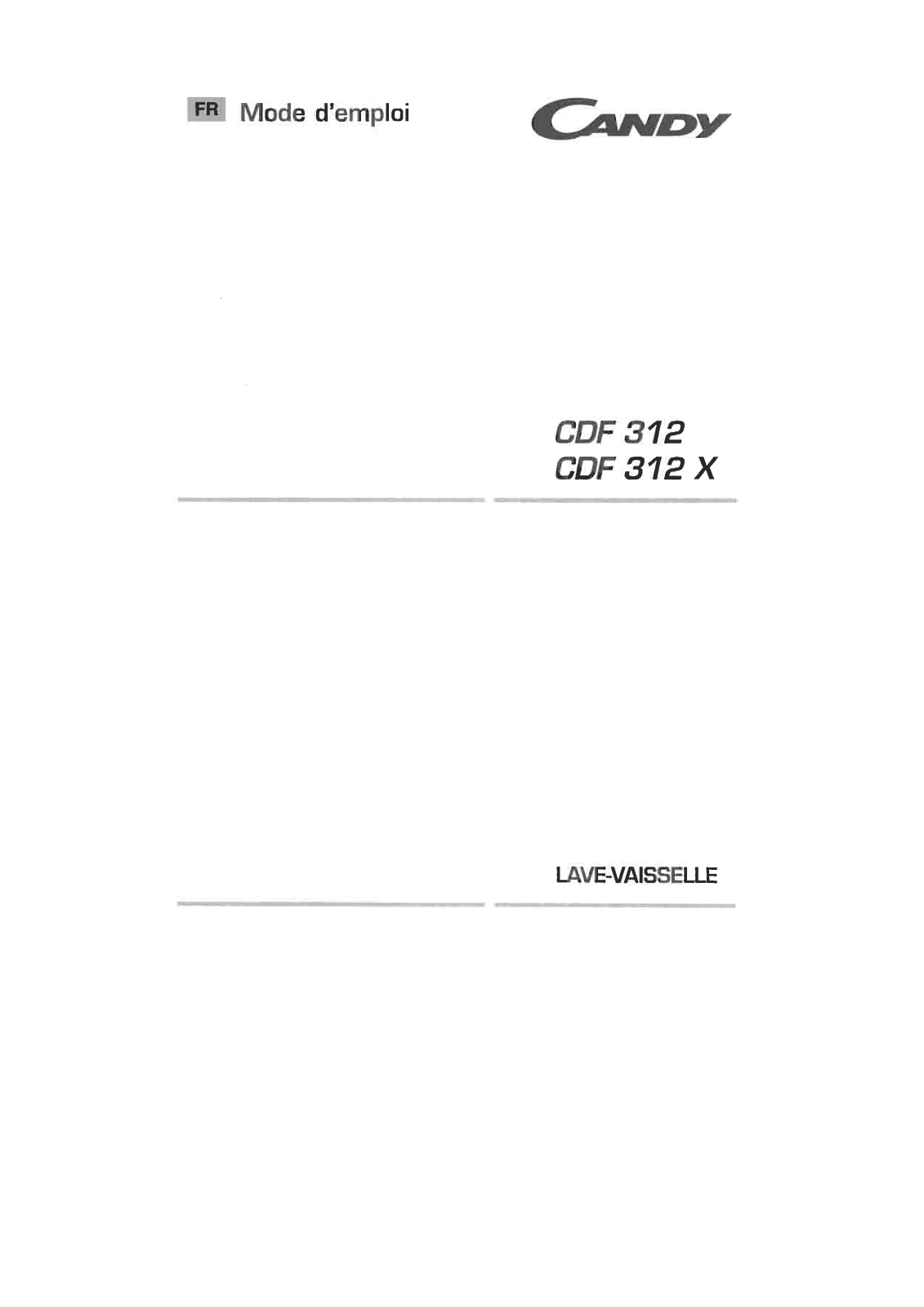 CANDY CDF 312 X User Manual