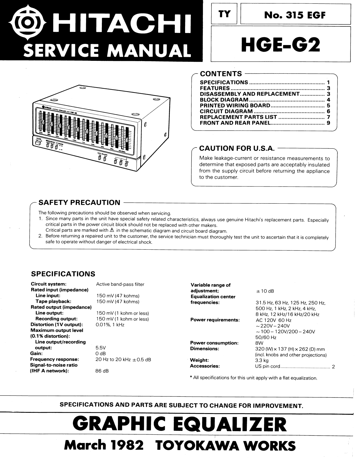 Hitachi HG-EG2 Service Manual