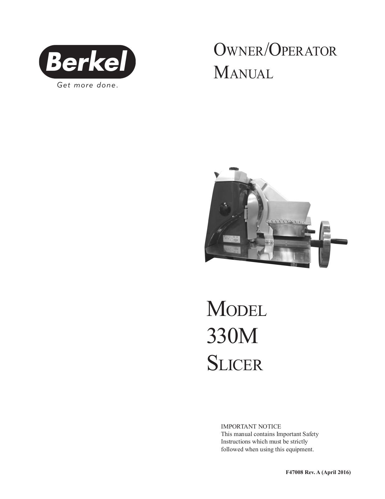 Berkel 330M Operator’s Manual