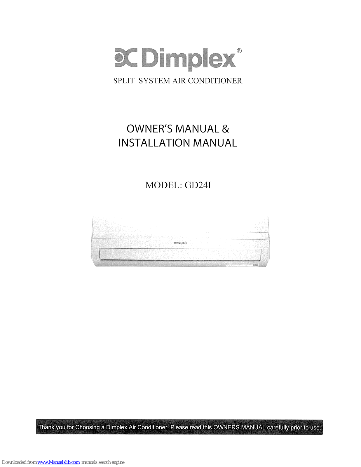 Dimplex GD24I Owners Manual And Installation Manual