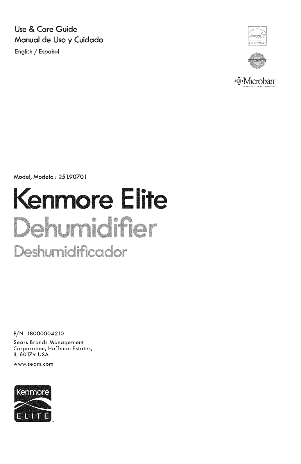 Kenmore Elite 25190701010, 25190701801 Owner’s Manual