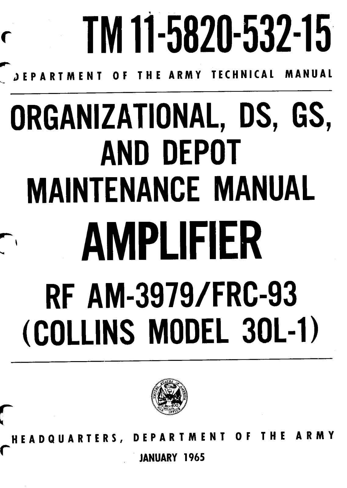 Collins Telecommunications 30L-1 Service manual