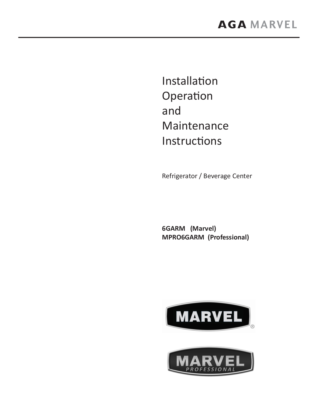 Marvel MPRO6GARM Operation Manual