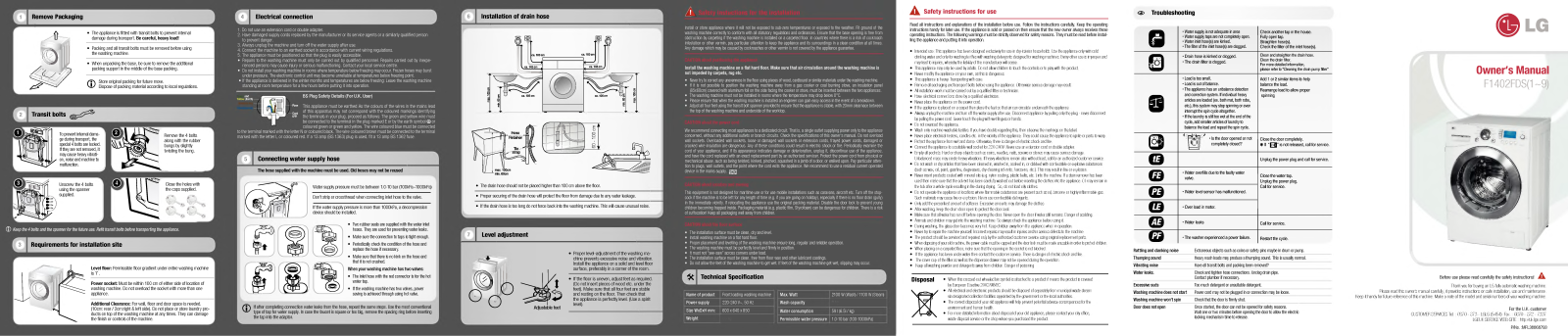 LG F1402FDS5, F1402FDS6 User Manual