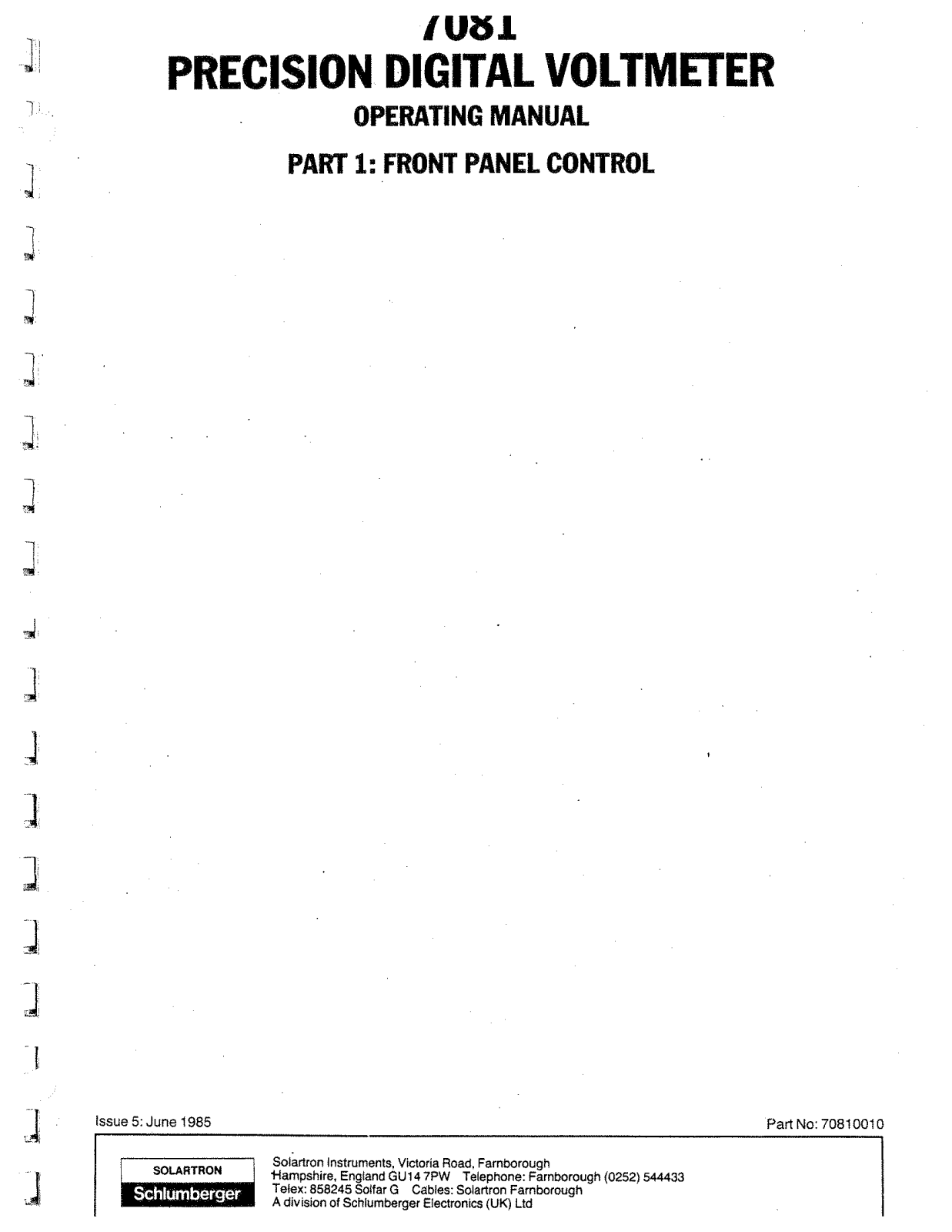 Solartron 7081 User Manual