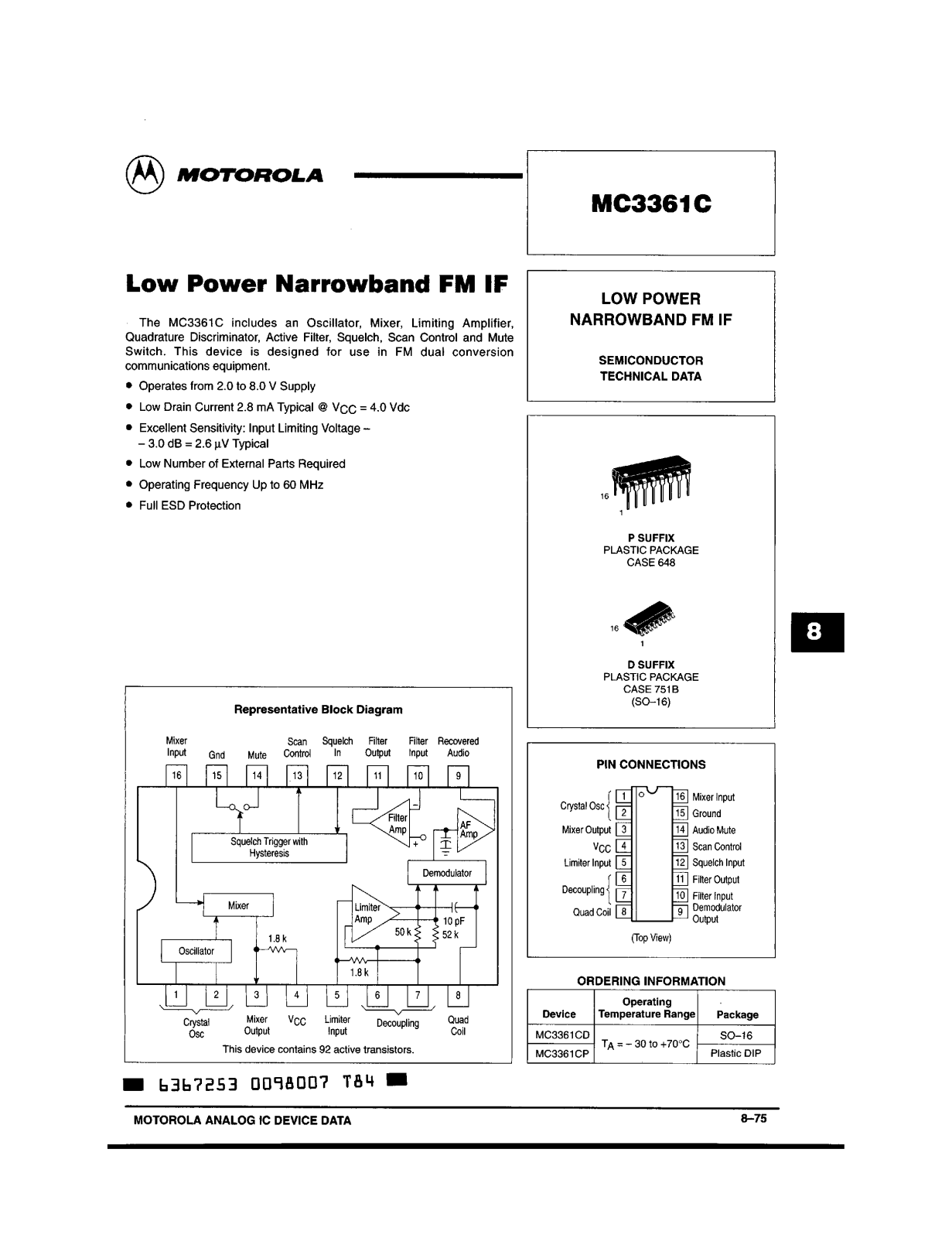 Datasheet MC3361CD Specification - ManualMachine.com