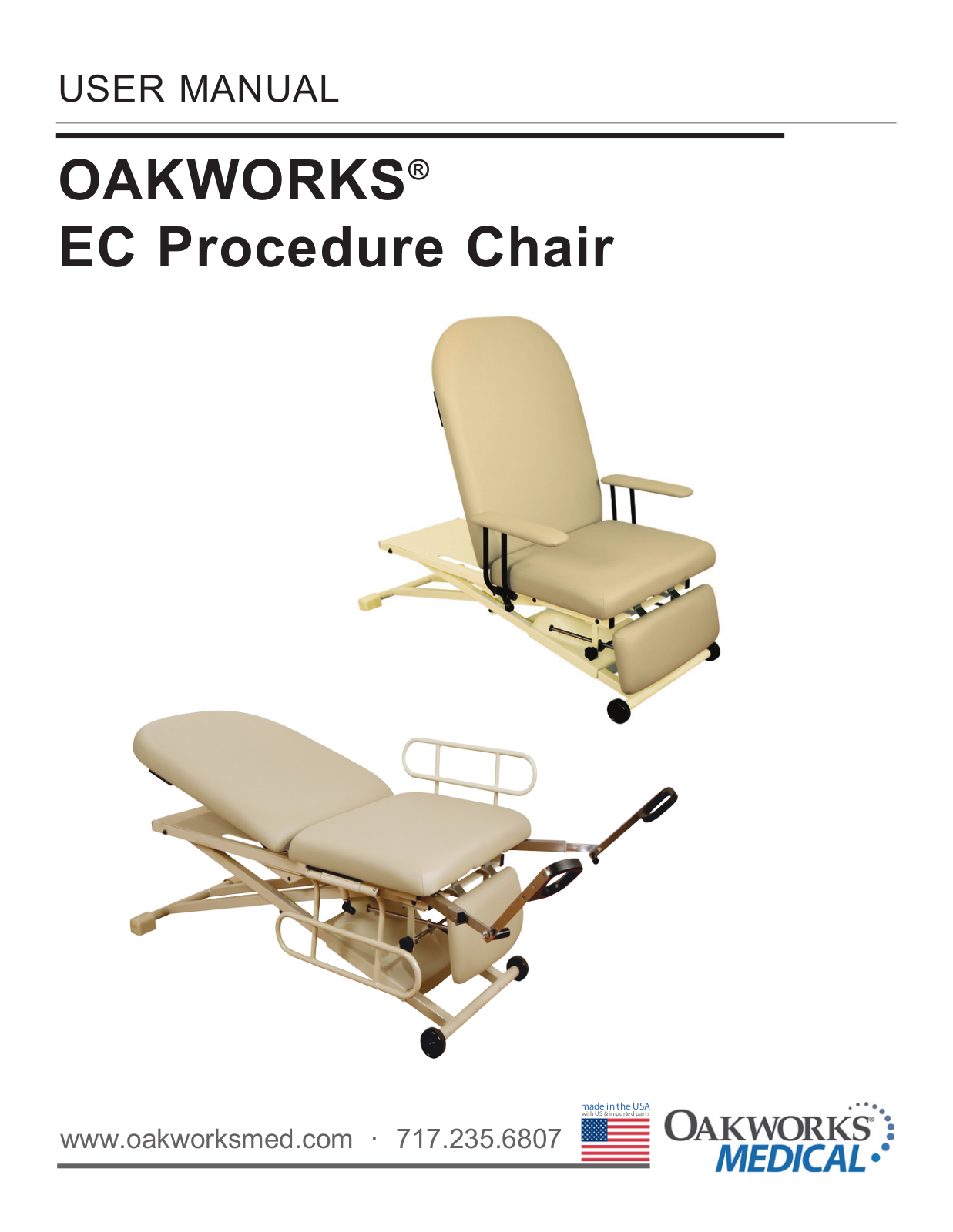 Oakworks EC Series Procedure Chair User Manual