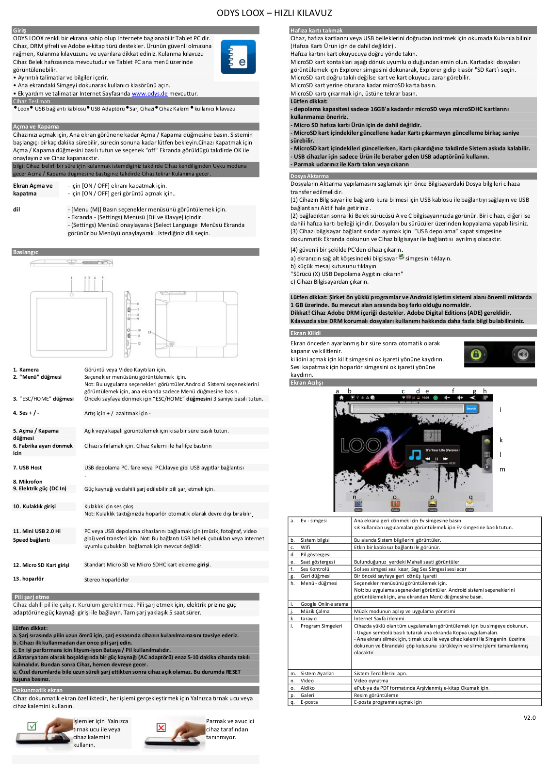 Odys Loox Quick Start Guide