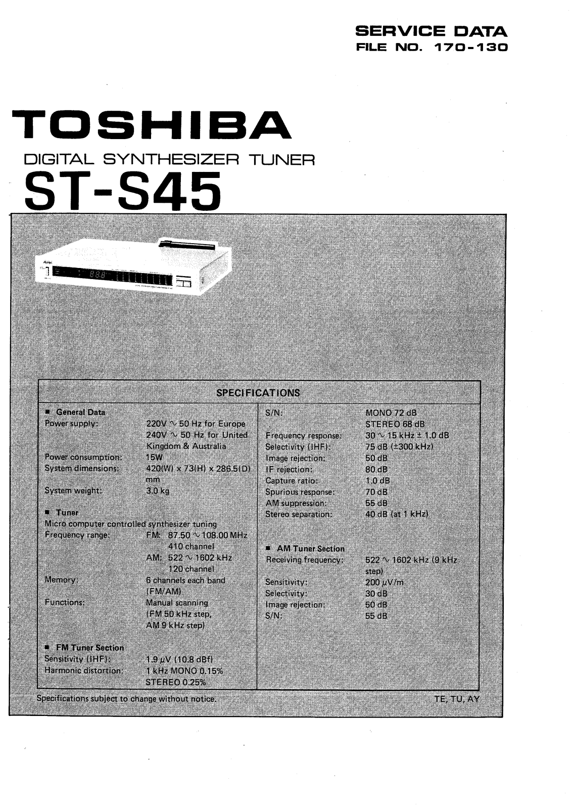 Toshiba STS-45 Service manual