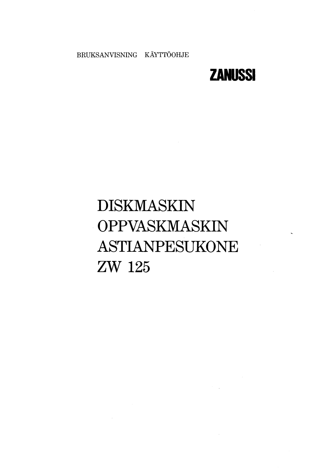 Zanussi ZW125 User Manual